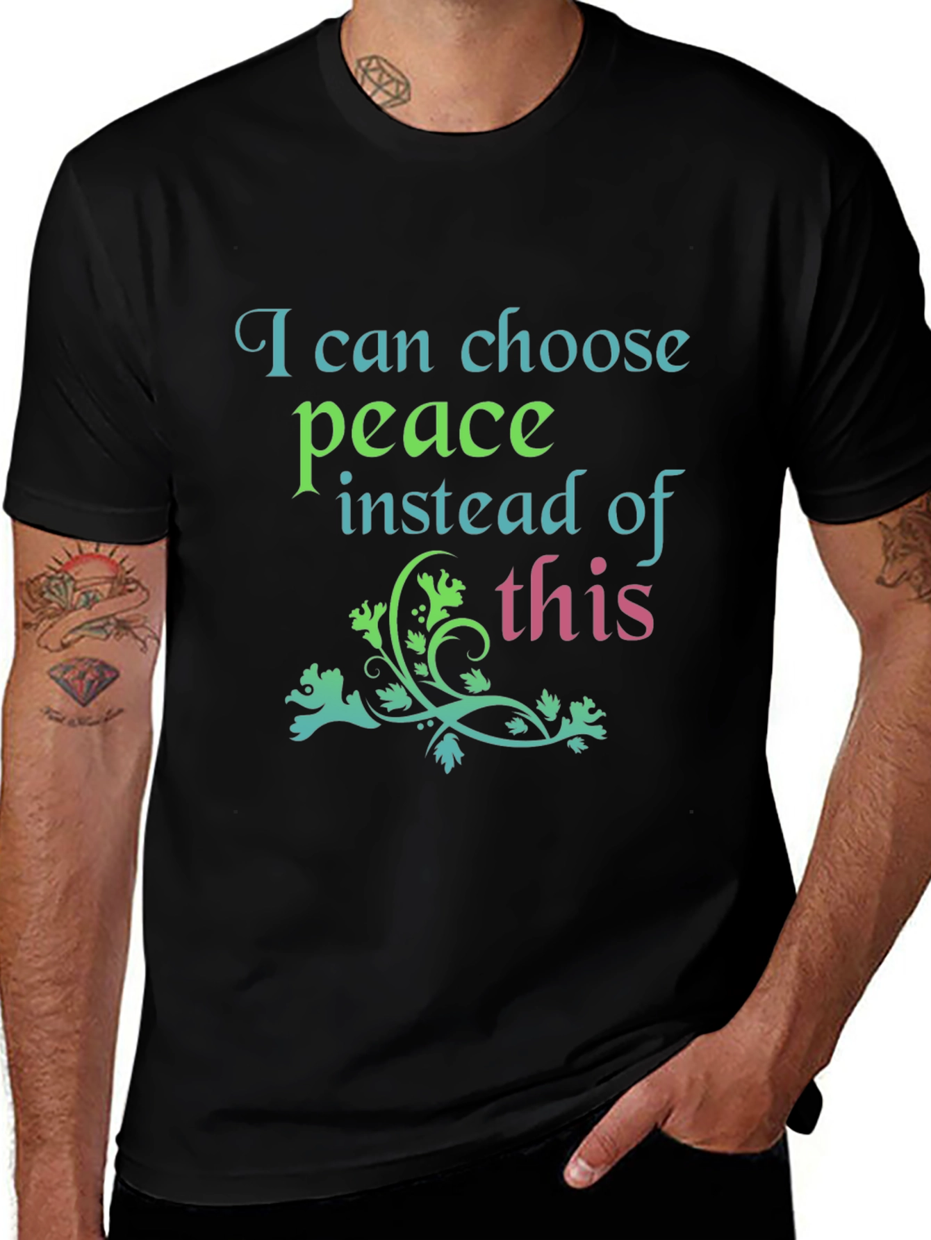 Peace Graphic Tee - Black Cotton Blend