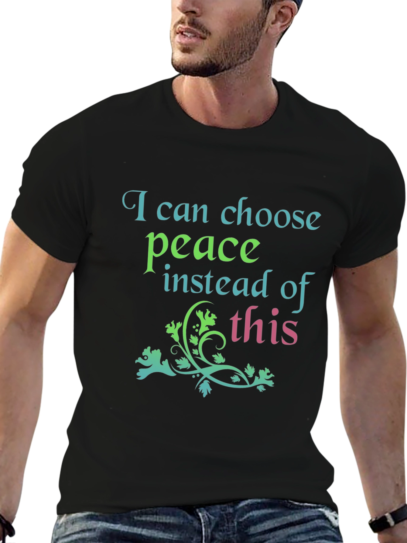 Peace Graphic Tee - Black Cotton Blend