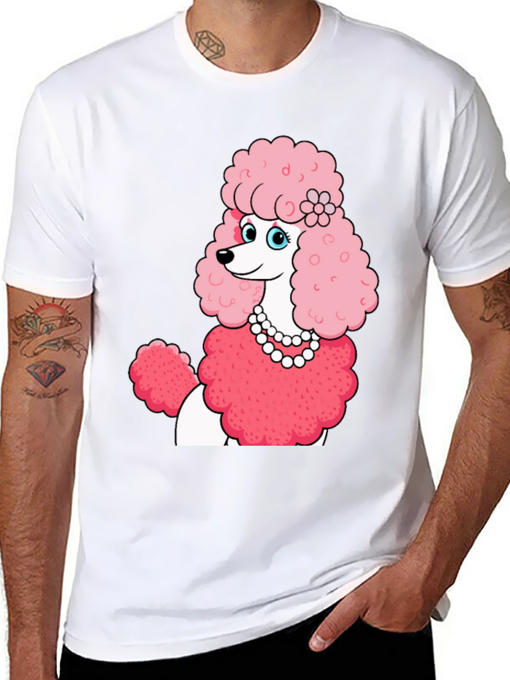Poodle T-Shirt: Cartoon Pink Dog Tee
