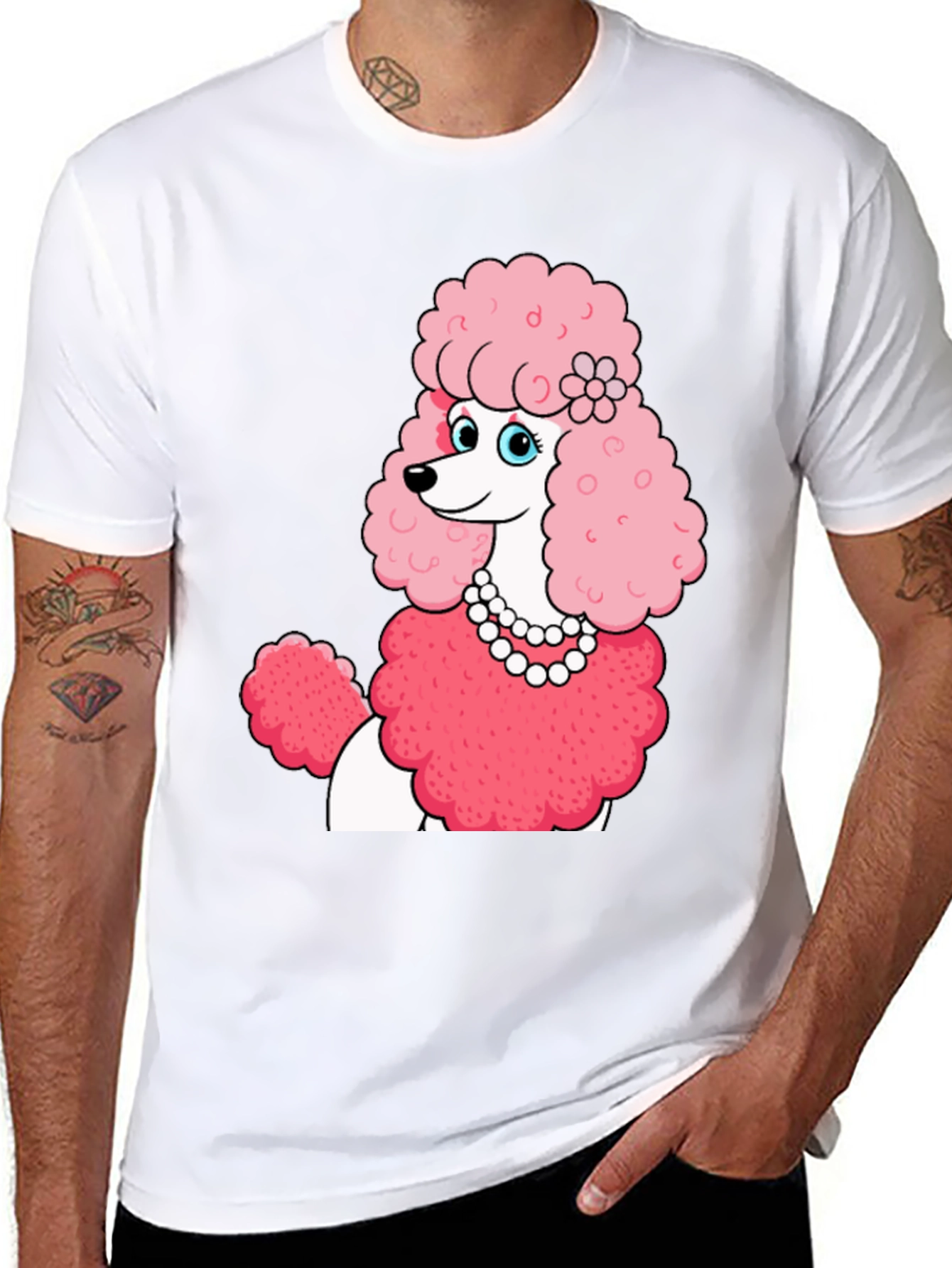 Poodle T-Shirt: Cartoon Pink Dog Tee