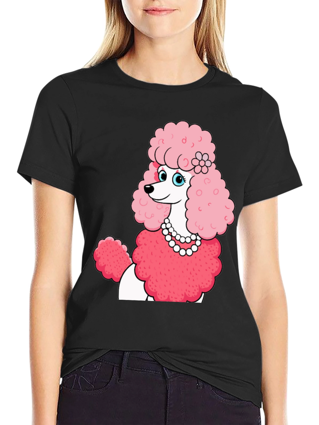 Poodle T-Shirt: Cartoon Pink Dog Tee
