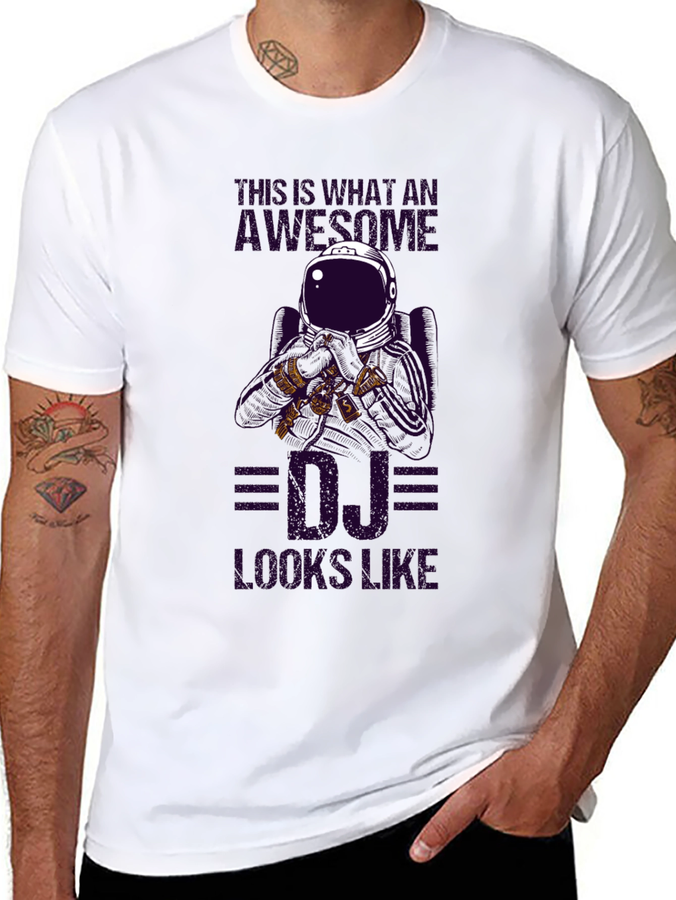 Awesome DJ Astronaut Graphic T-Shirt
