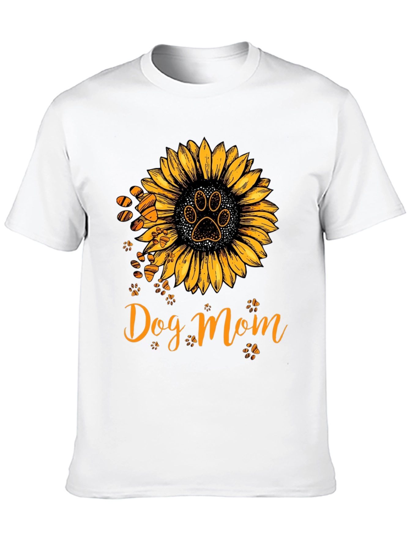Dog Mom Sunflower Paw Print Graphic Tee