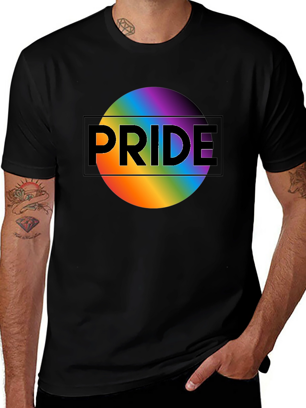 Pride Rainbow Graphic Black T-Shirt