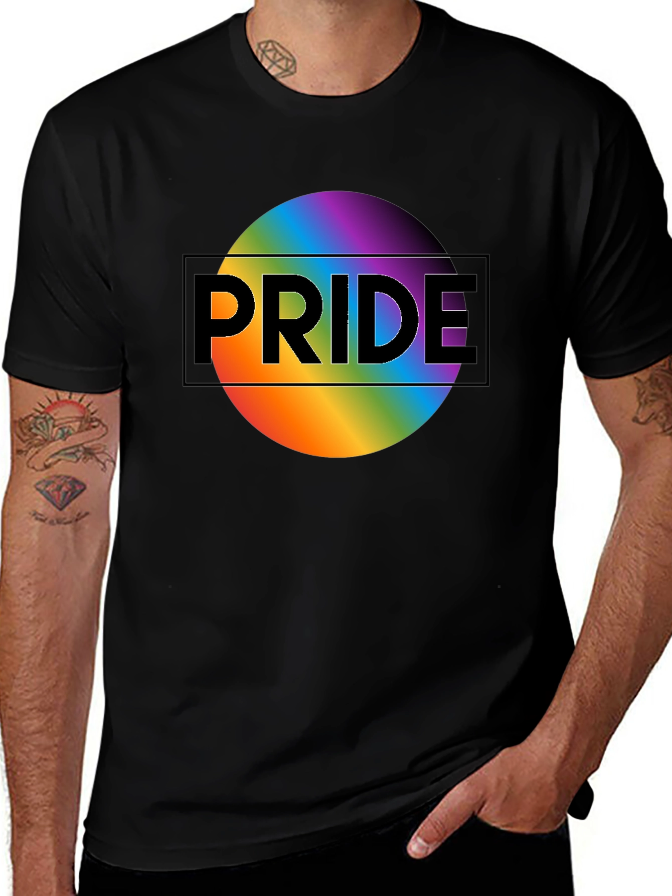 Pride Rainbow Graphic Black T-Shirt