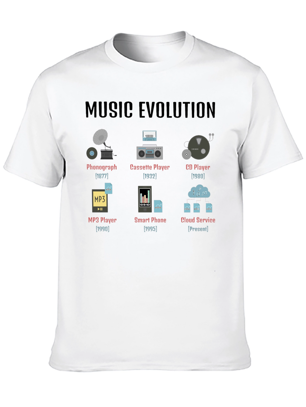 Music Evolution T-Shirt - Black Graphic Tee