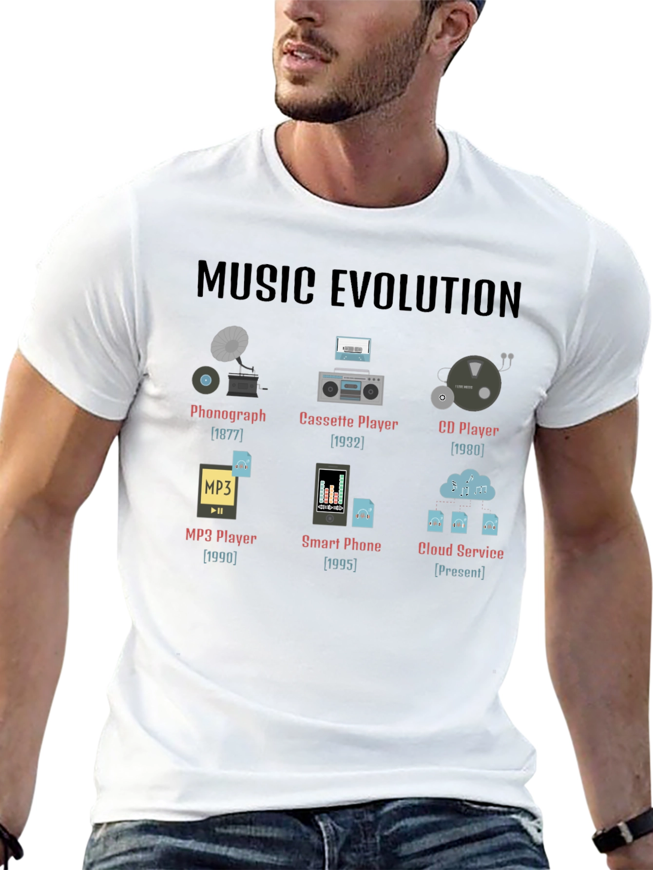 Music Evolution T-Shirt - Black Graphic Tee