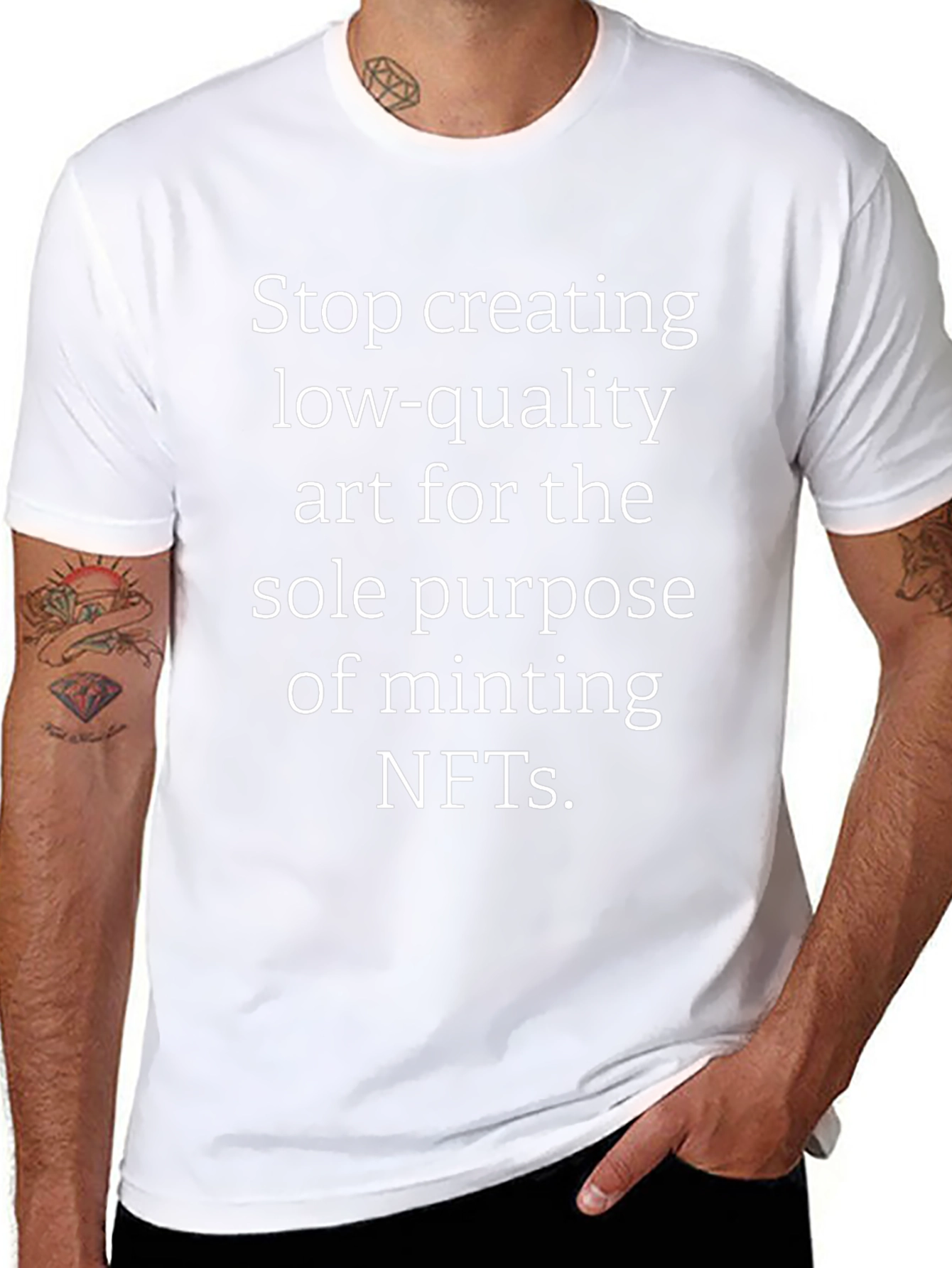 Anti-NFT Slogan T-Shirt - Stop Creating Low-Quality Art