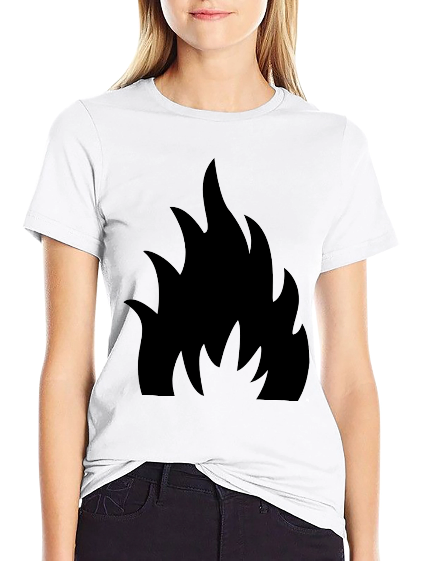 Black T-Shirt with Bold Flame Design