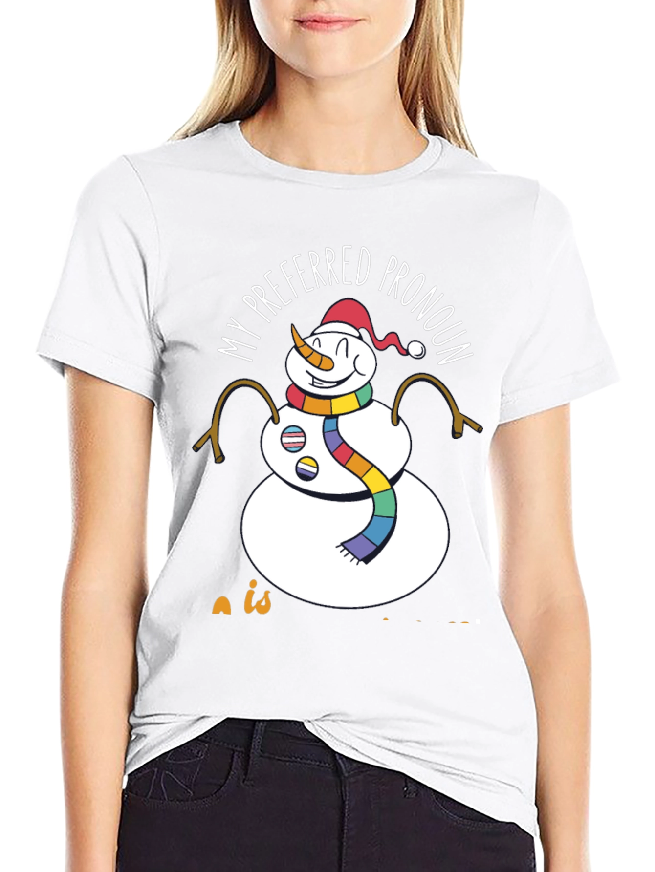 Preferred Pronoun Snowman T-Shirt