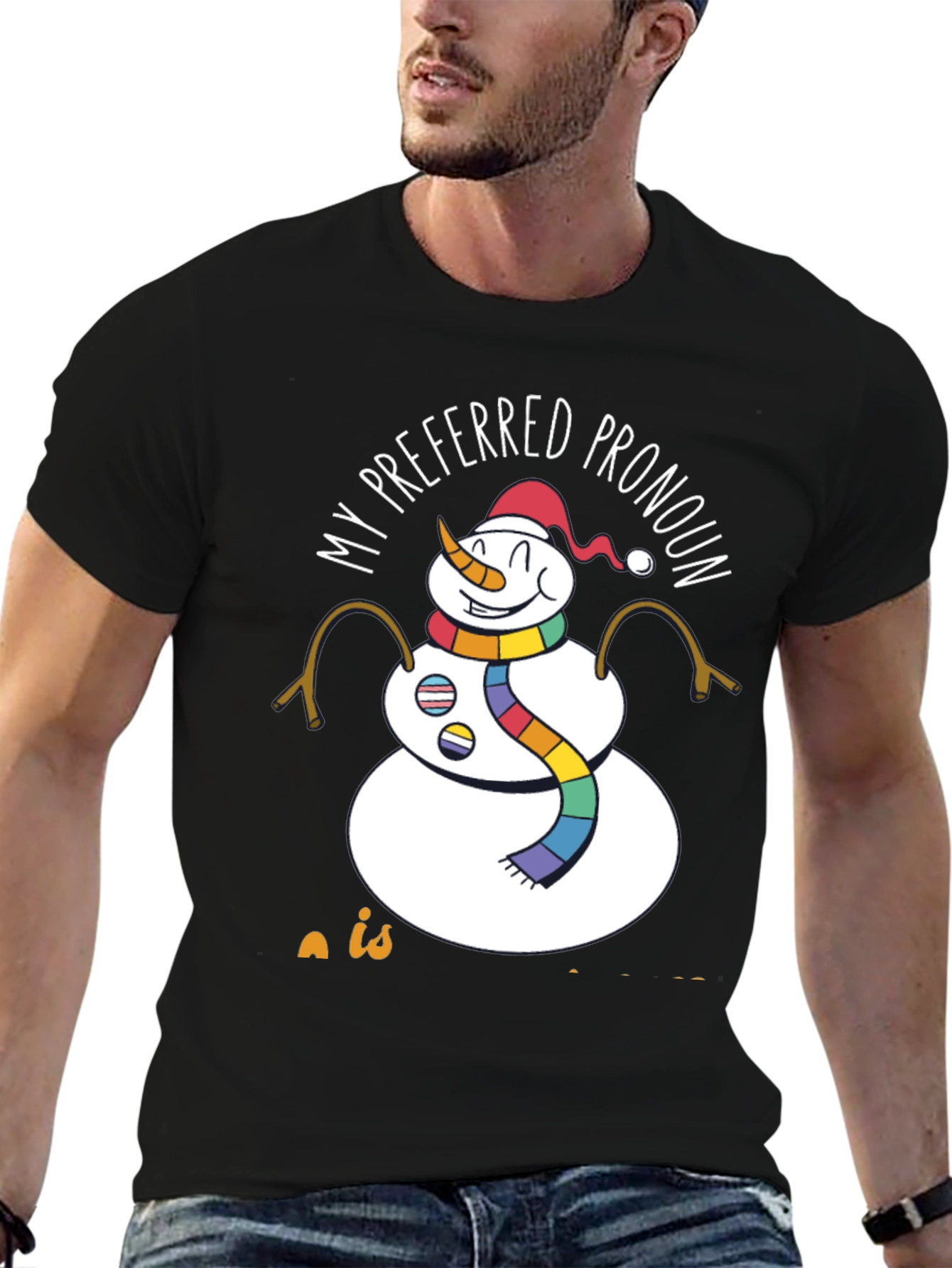Preferred Pronoun Snowman T-Shirt