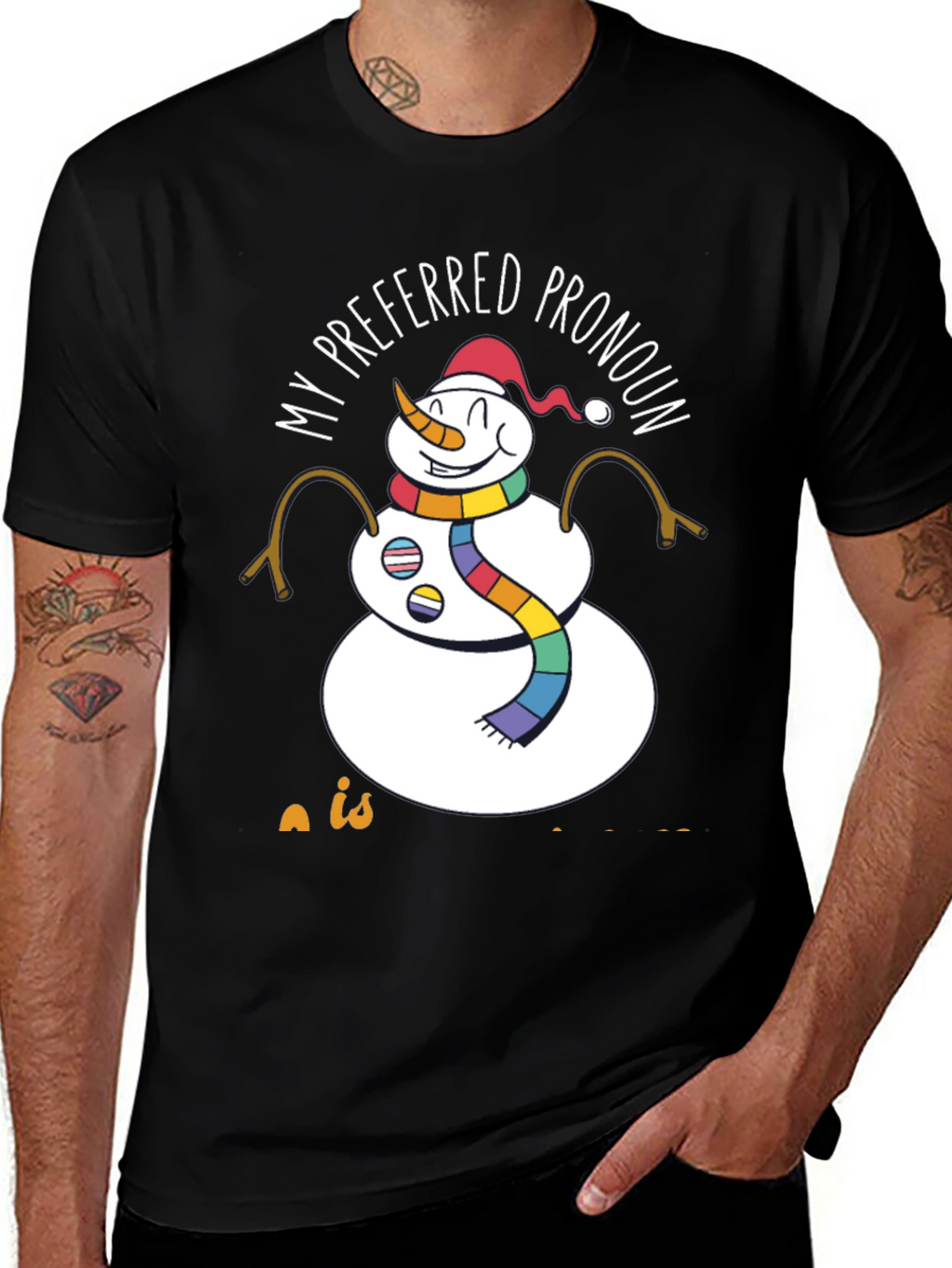 Preferred Pronoun Snowman T-Shirt