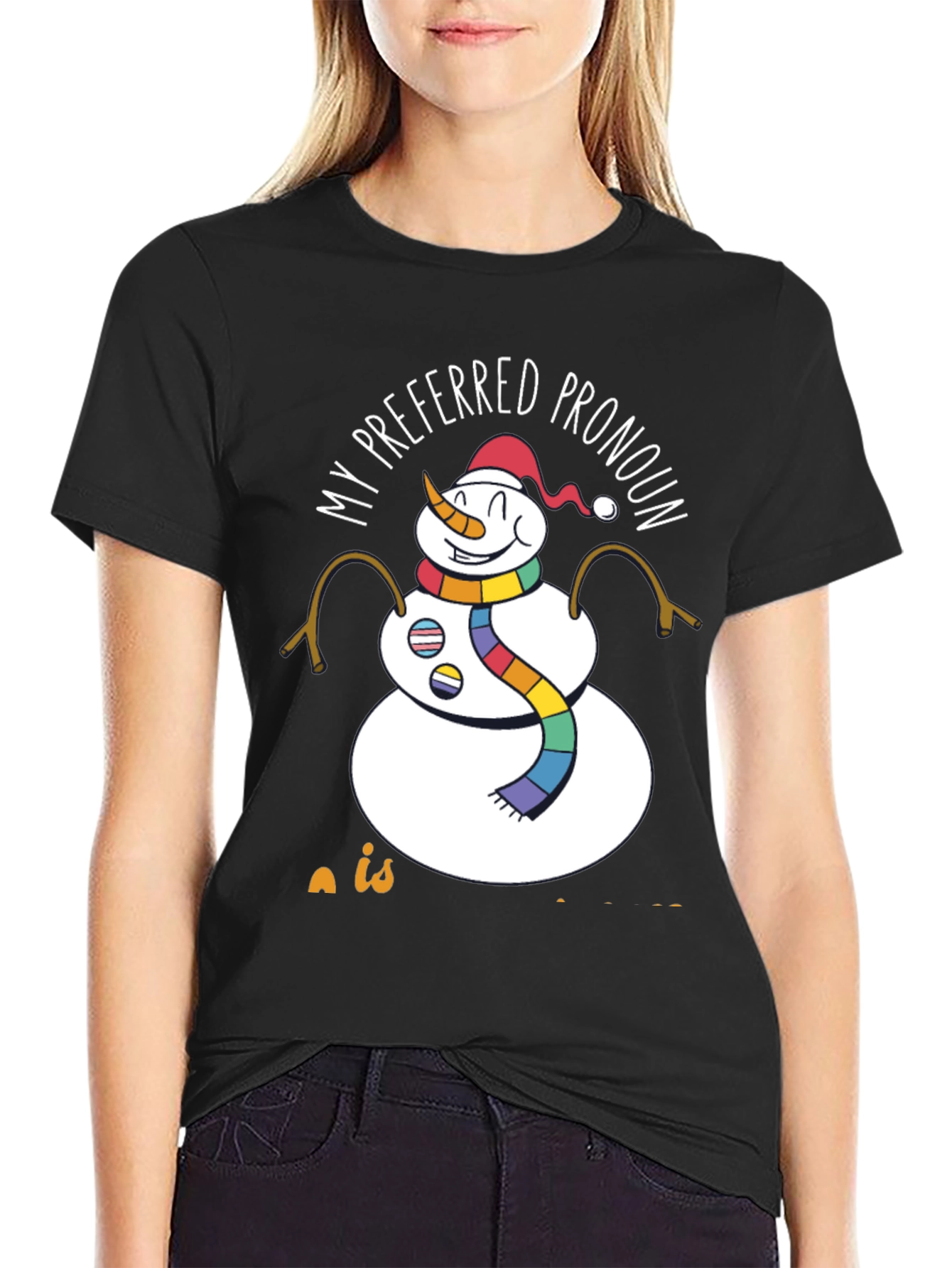 Preferred Pronoun Snowman T-Shirt
