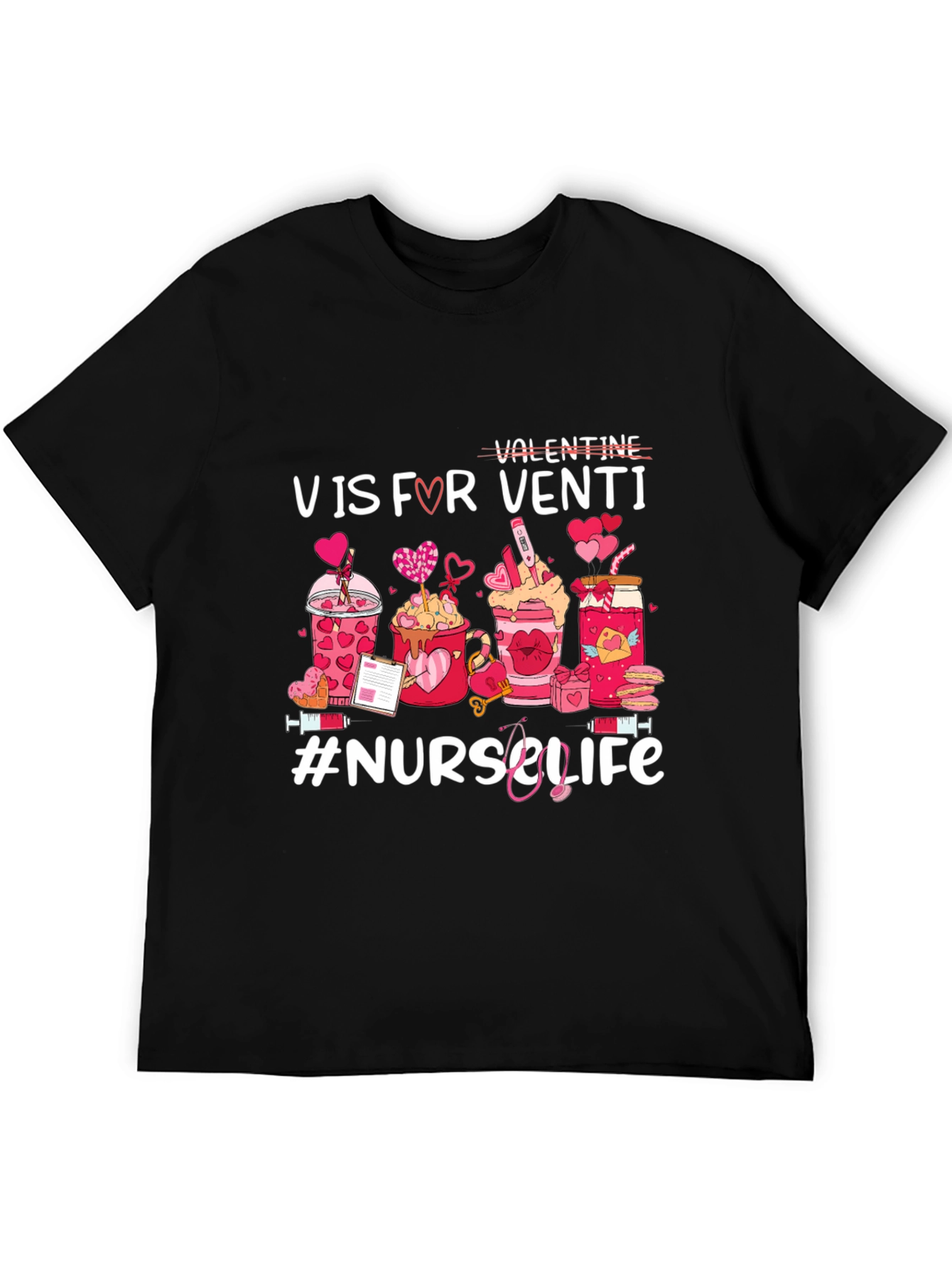 V is for Venti Nurse Life Valentines Day T-Shirt