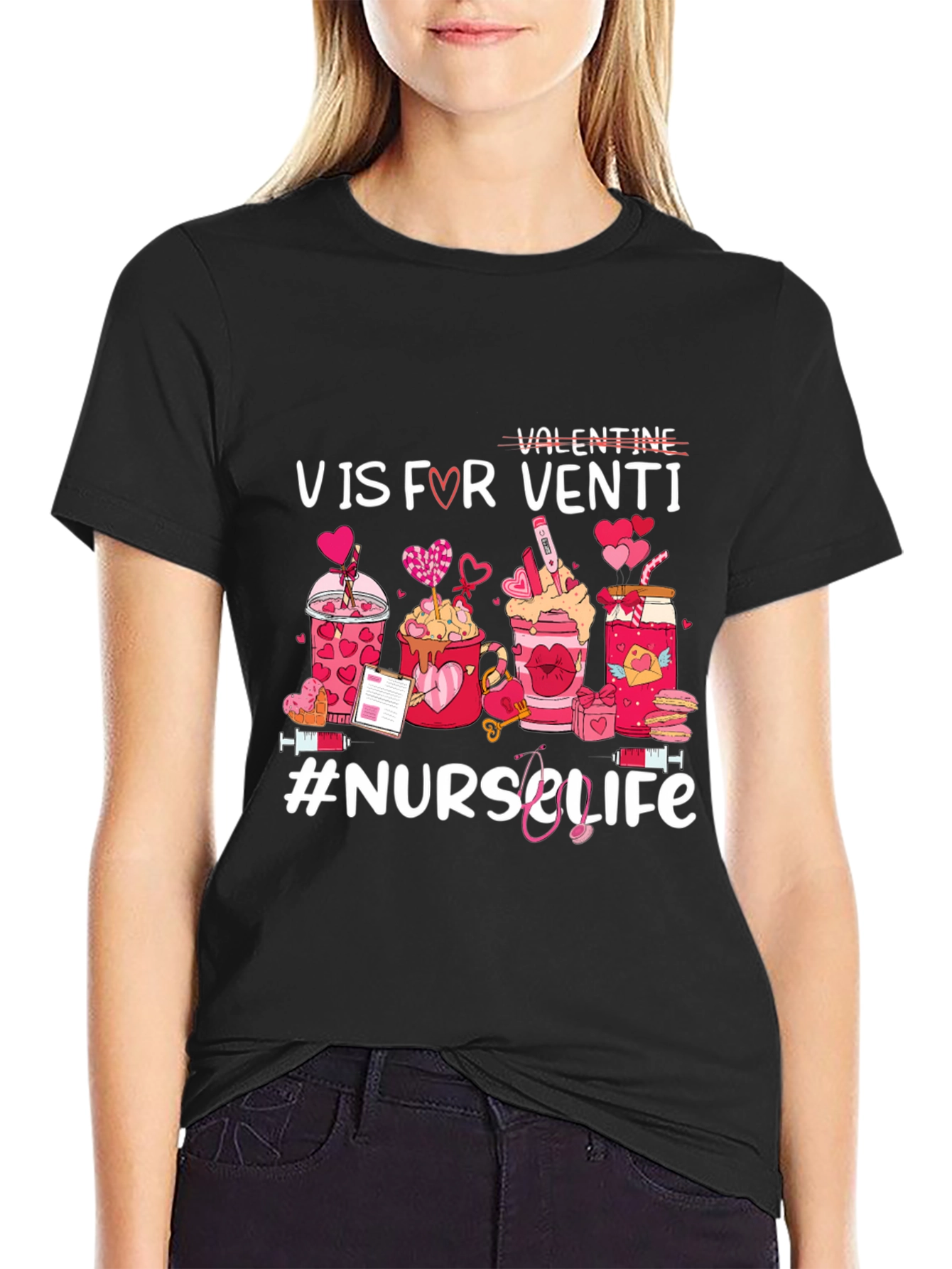 V is for Venti Nurse Life Valentines Day T-Shirt