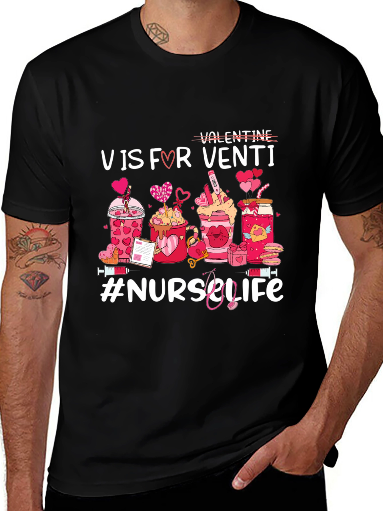 V is for Venti Nurse Life Valentines Day T-Shirt