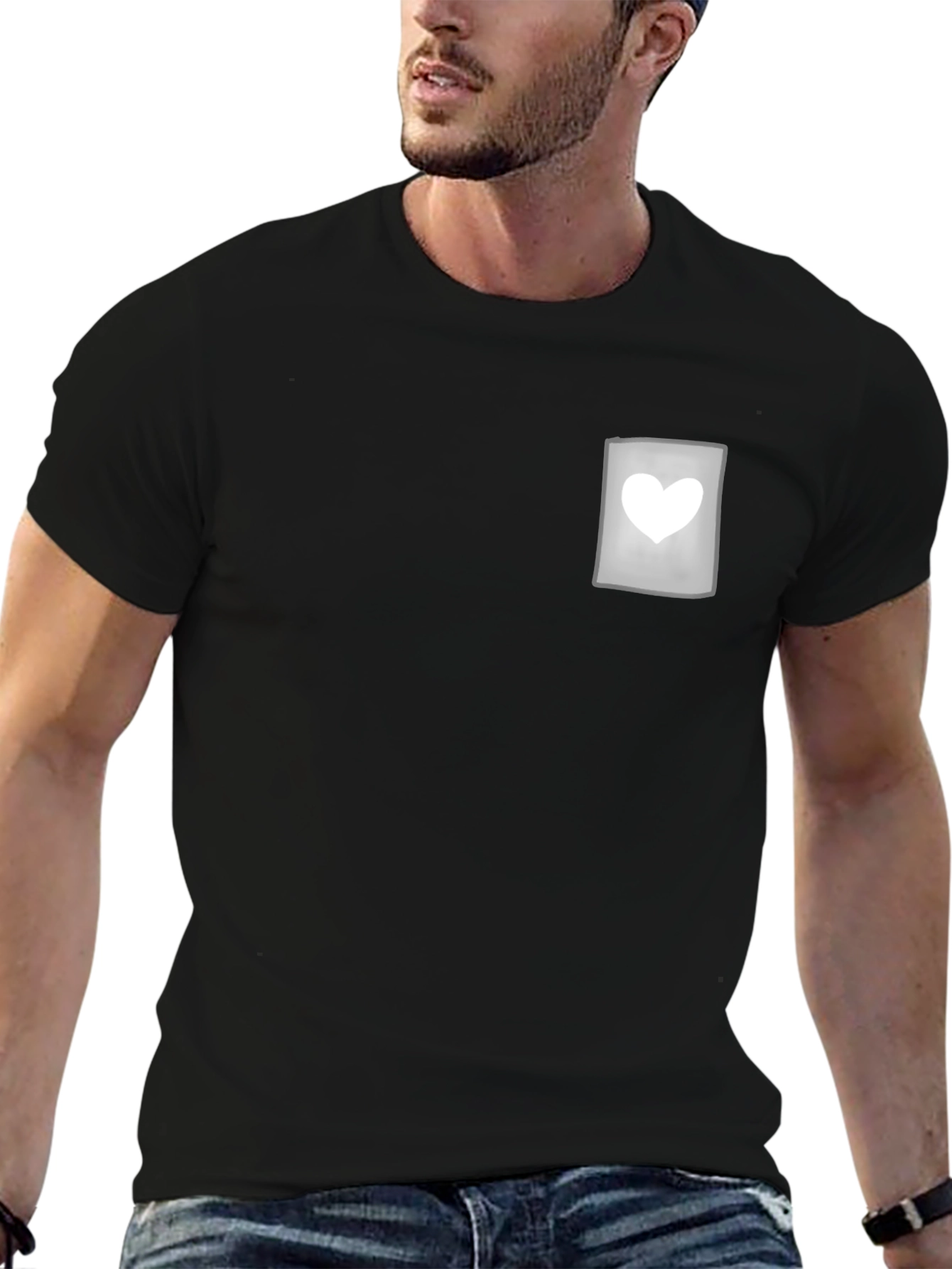 Black Tee with Heart Pocket