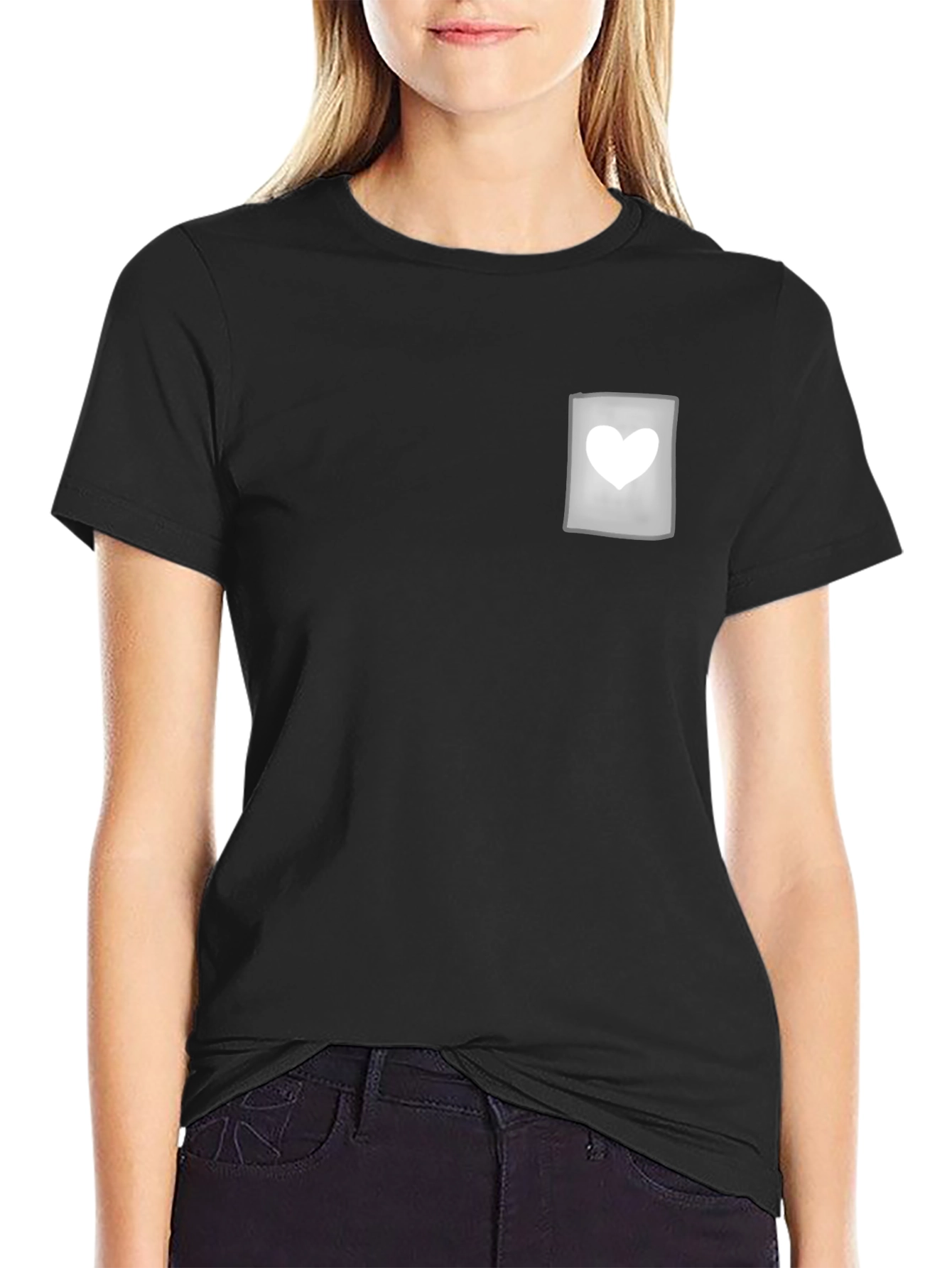 Black Tee with Heart Pocket