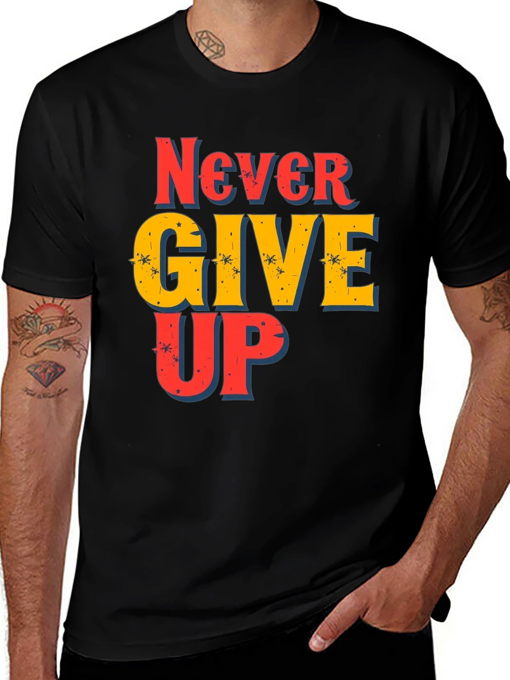 Never Give Up Graphic Print T-Shirt