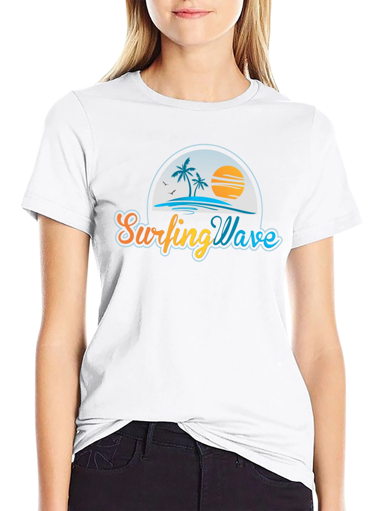 Surfing Wave Tee - Island Sunset Design