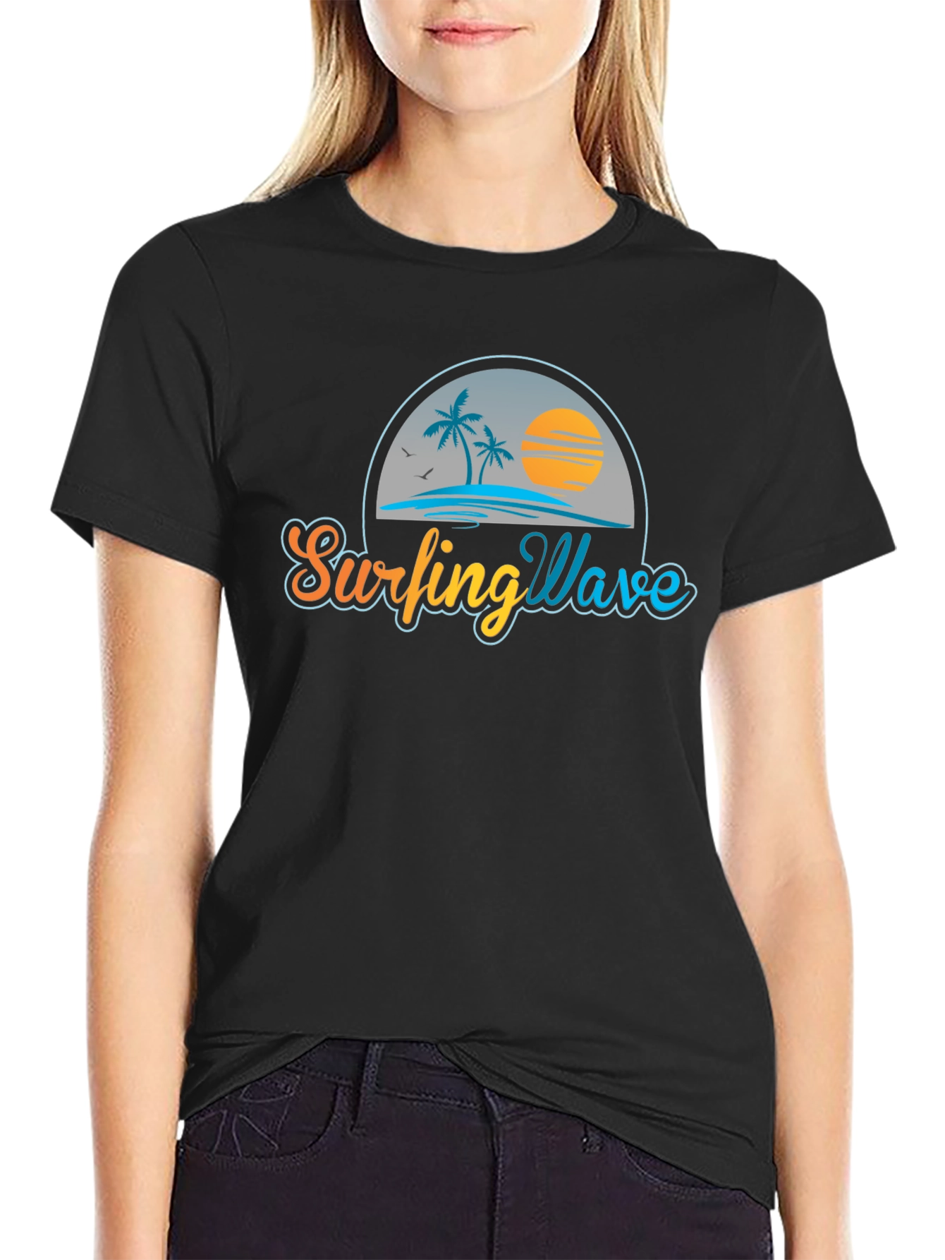 Surfing Wave Tee - Island Sunset Design
