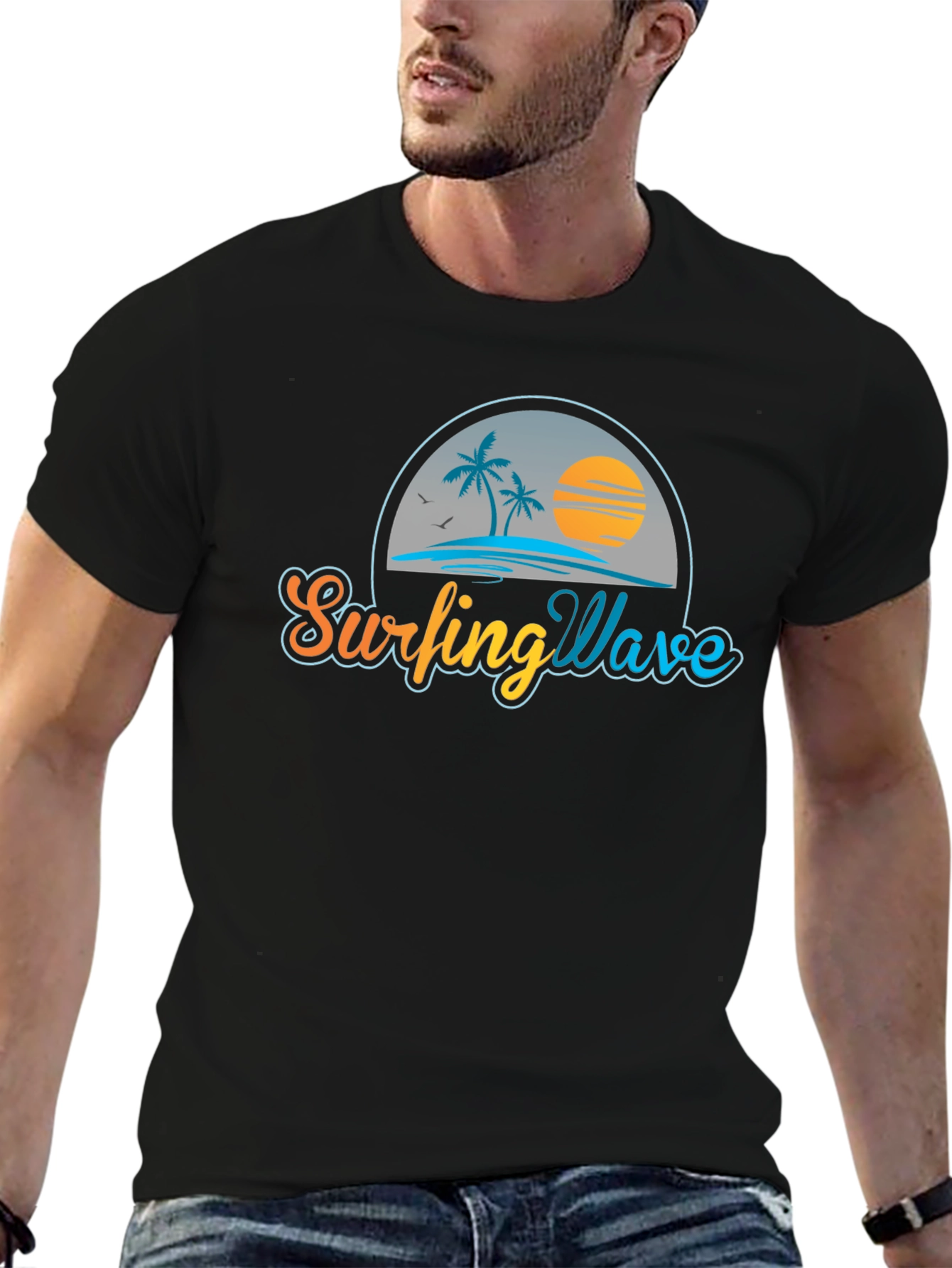 Surfing Wave Tee - Island Sunset Design