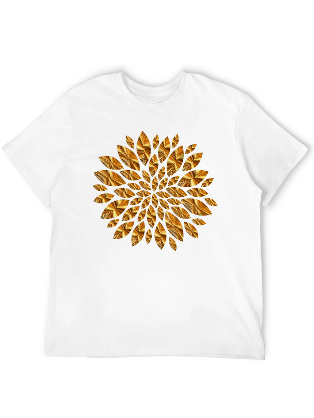 Geometric Golden Petal Graphic Black T-Shirt