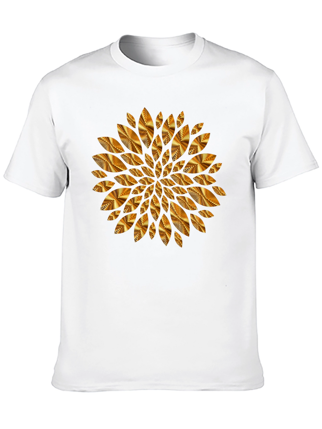 Geometric Golden Petal Graphic Black T-Shirt