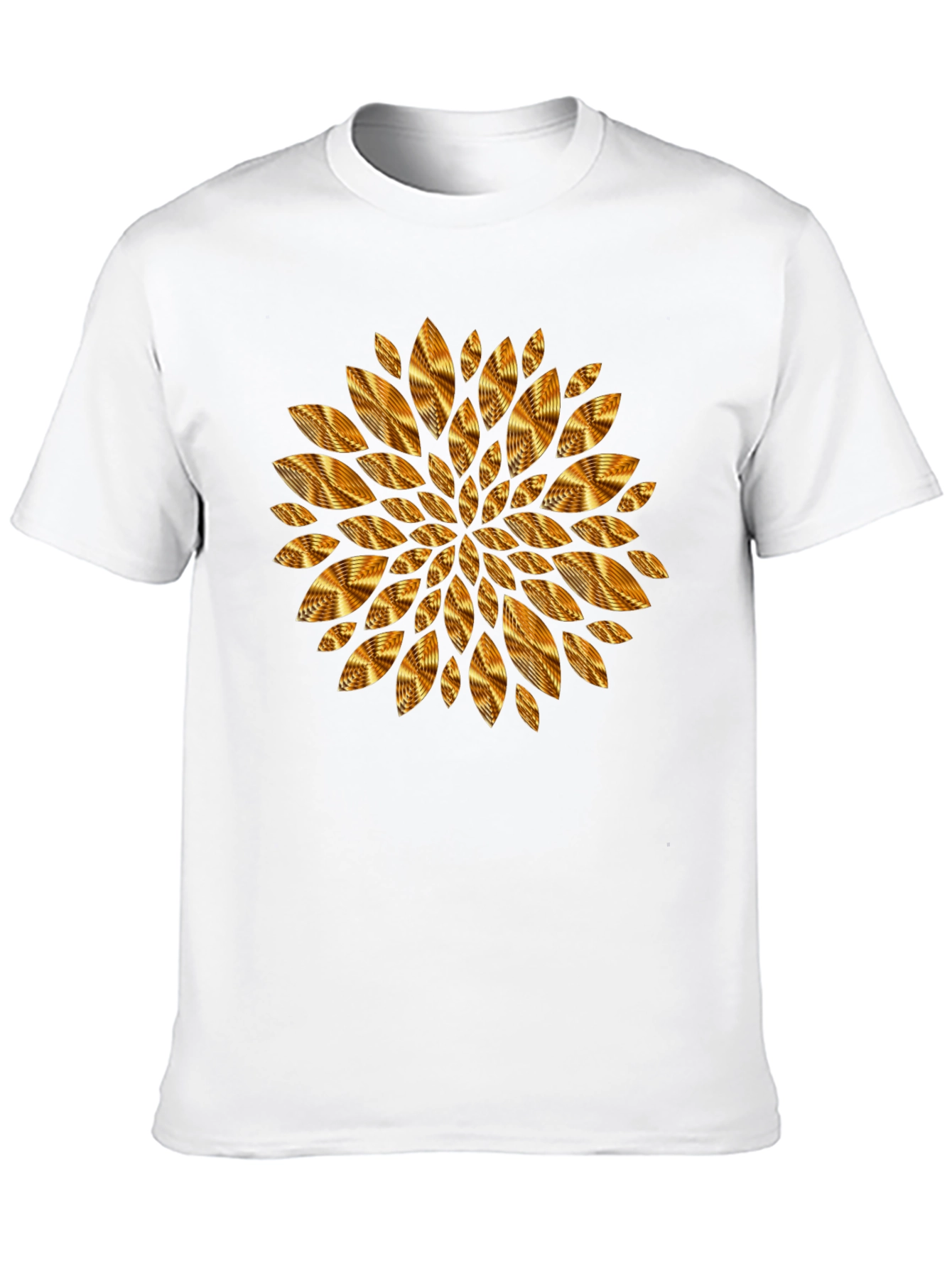 Geometric Golden Petal Graphic Black T-Shirt