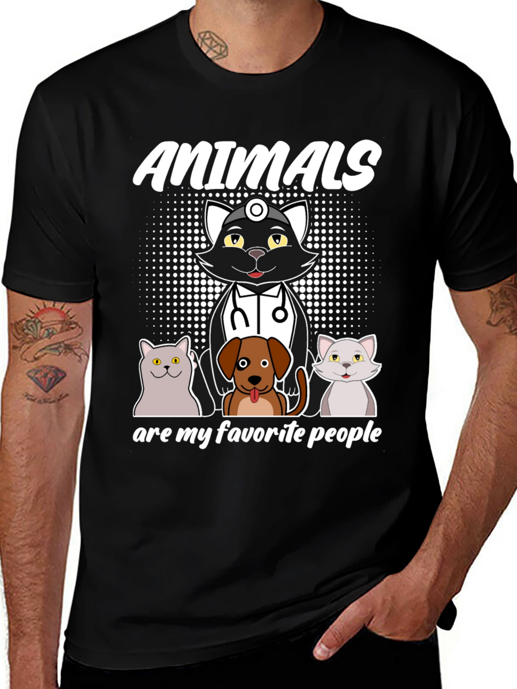 Animals Are My Favorite People Black T-Shirt