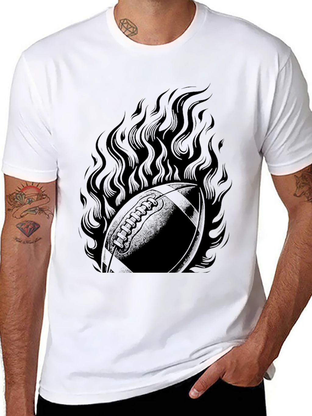 Flaming Football Graphic Tee