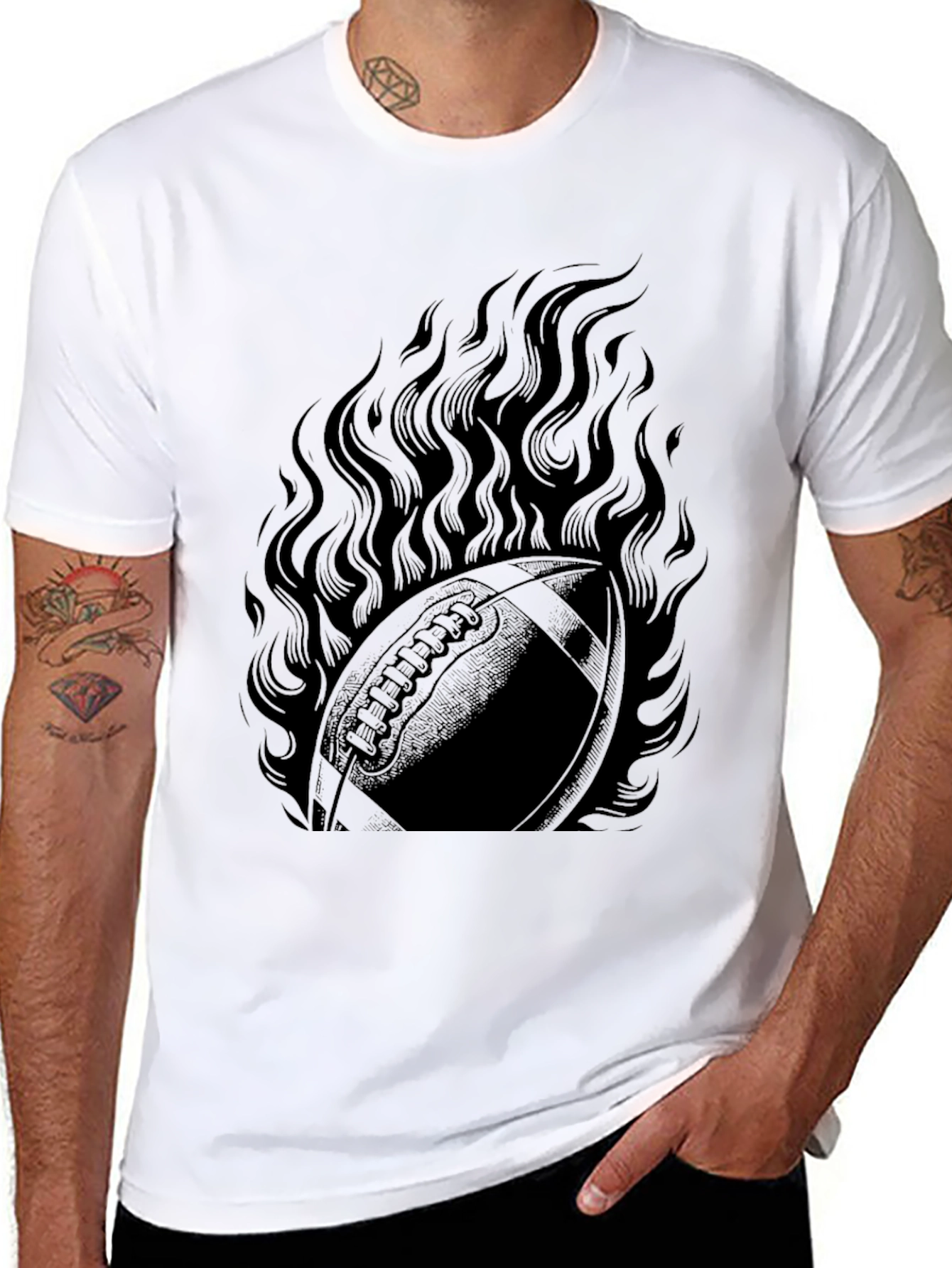 Flaming Football Graphic Tee