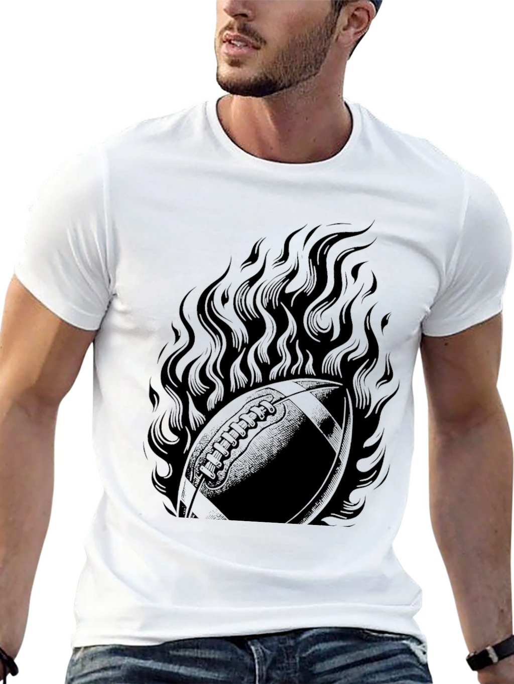 Flaming Football Graphic Tee