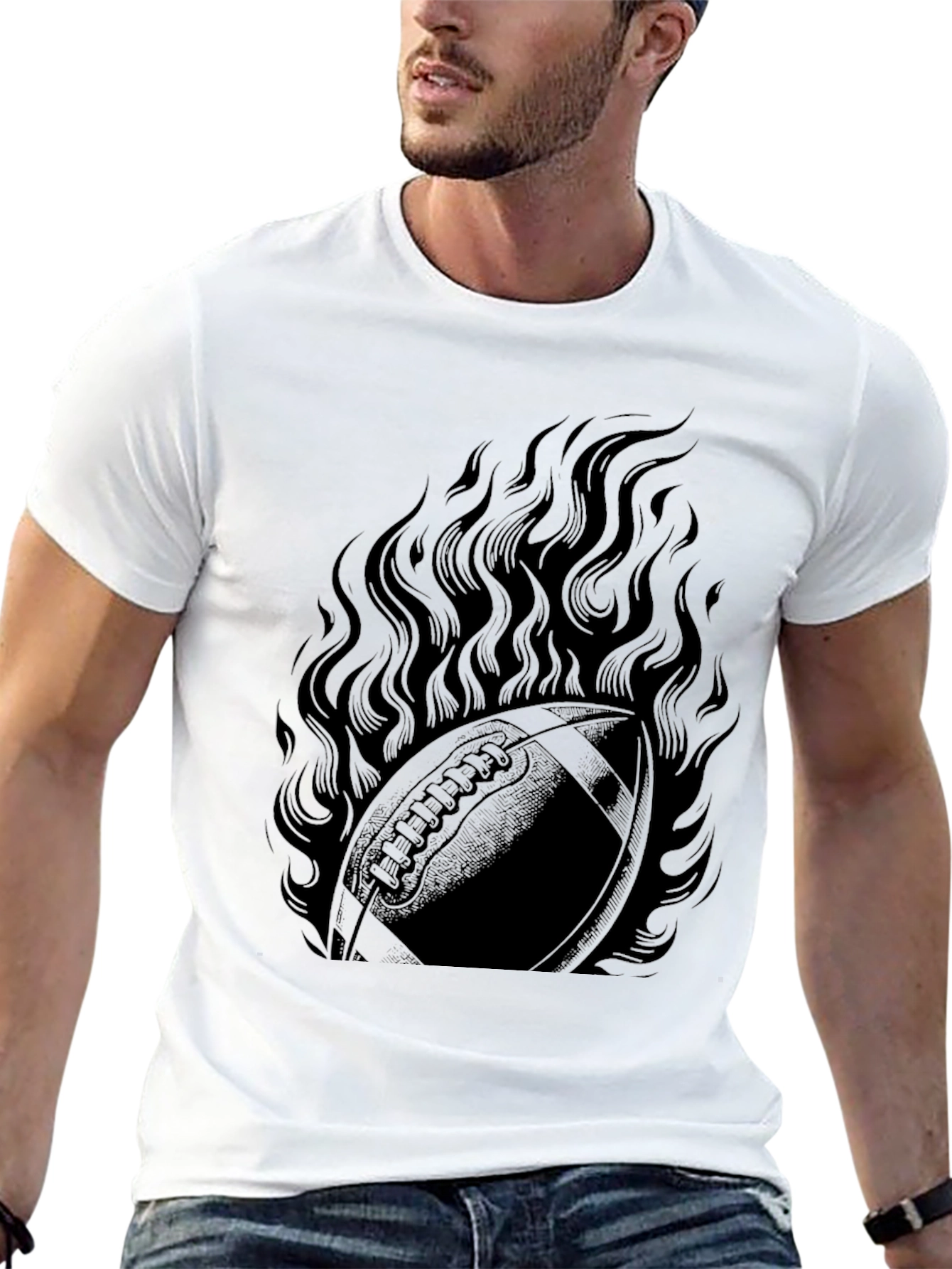 Flaming Football Graphic Tee