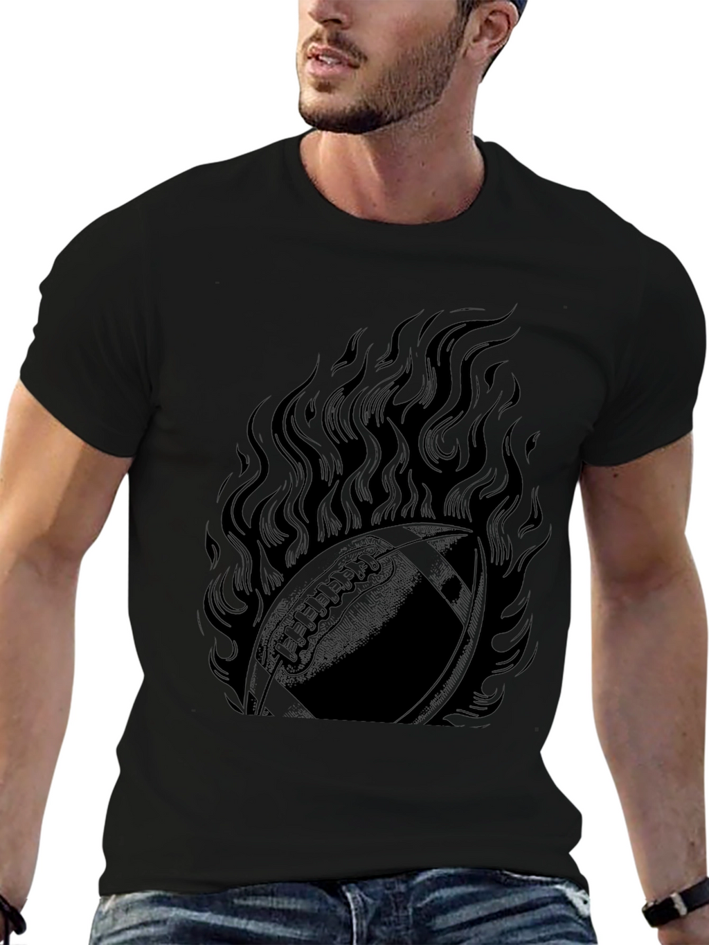 Flaming Football Graphic Tee