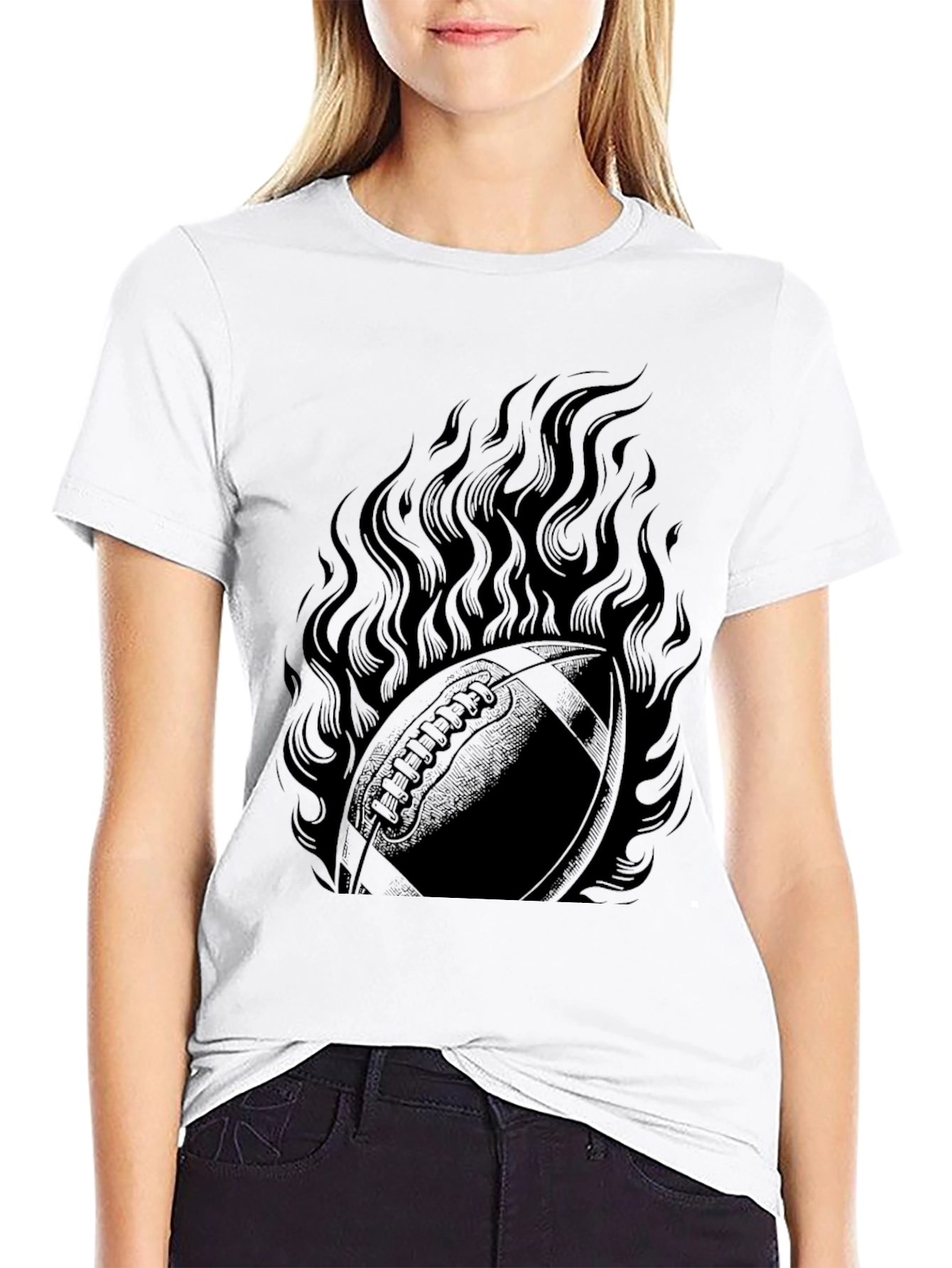 Flaming Football Graphic Tee