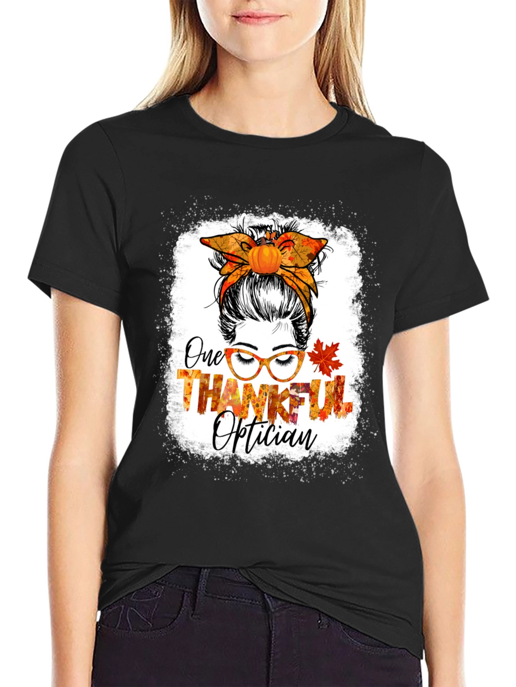 Thankful Optician Messy Bun T-Shirt