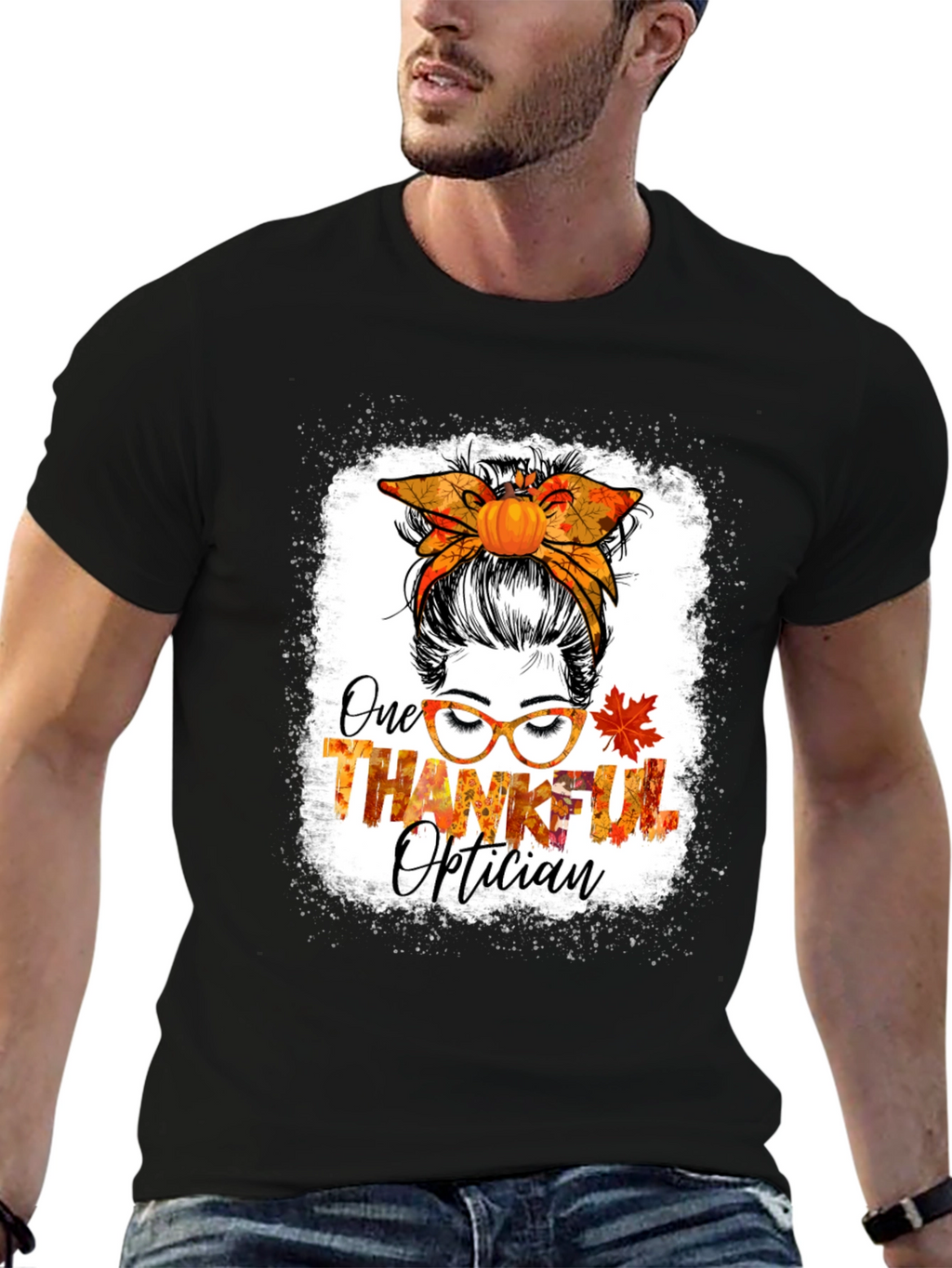 Thankful Optician Messy Bun T-Shirt