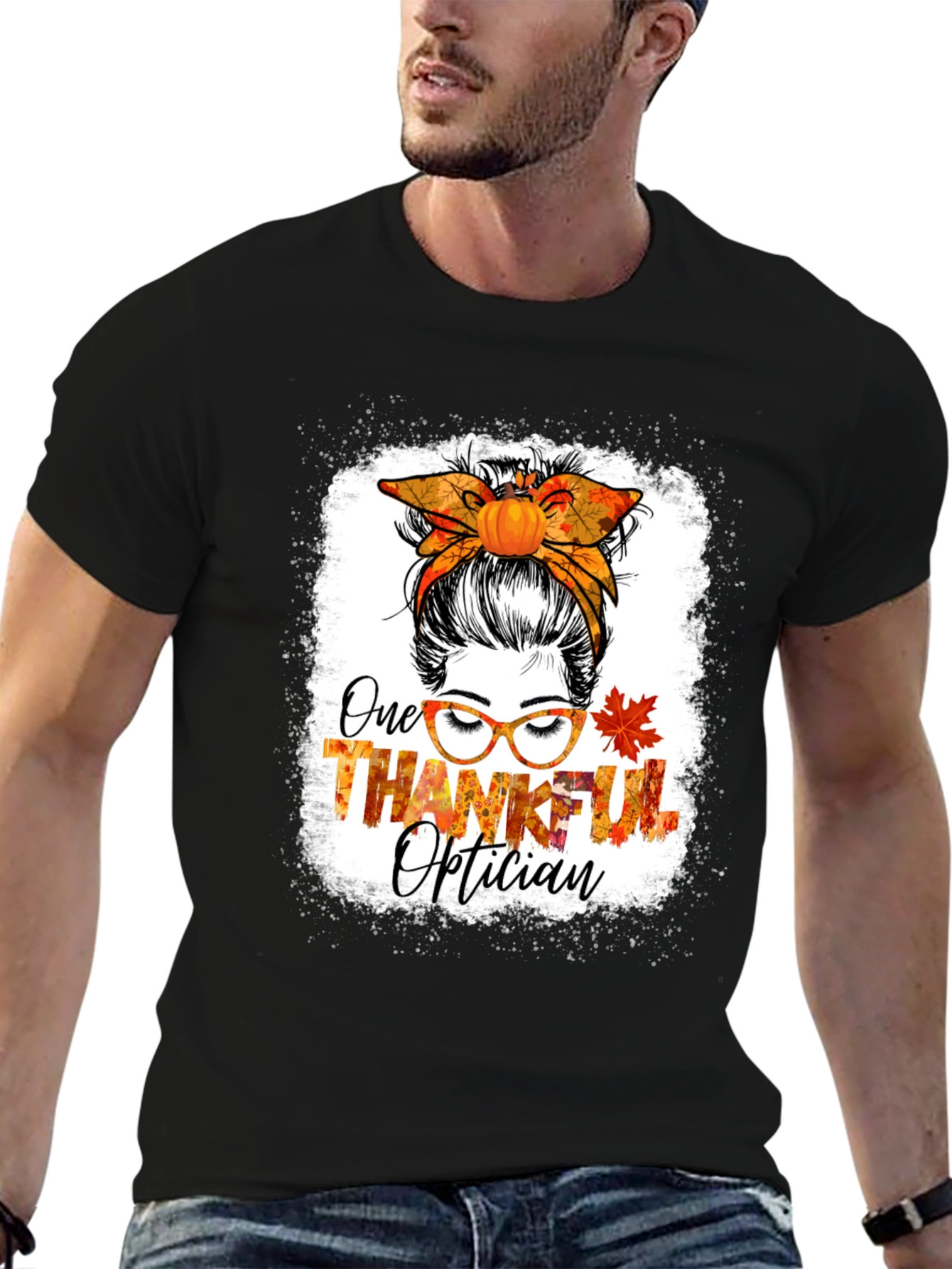 Thankful Optician Messy Bun T-Shirt