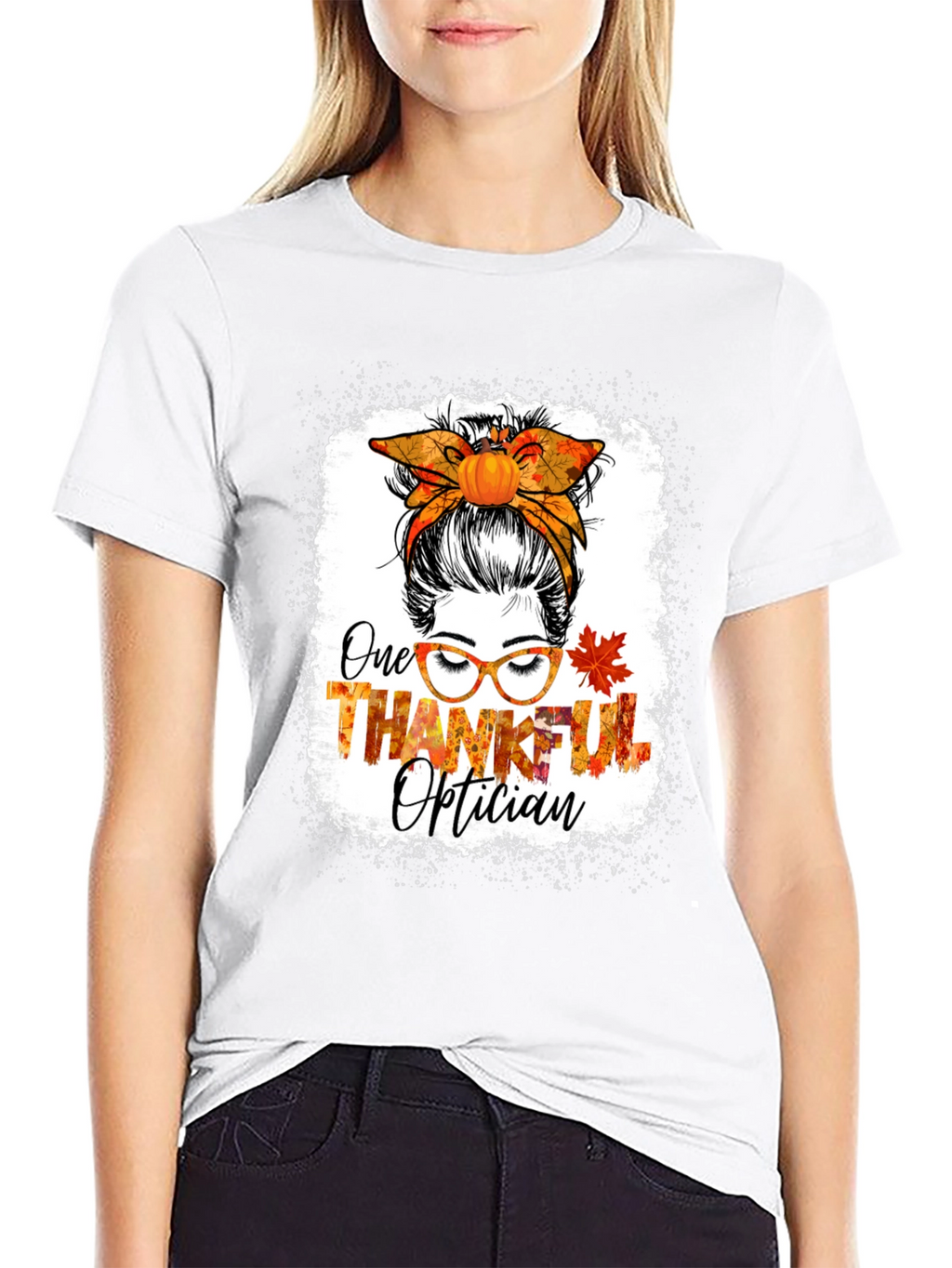 Thankful Optician Messy Bun T-Shirt
