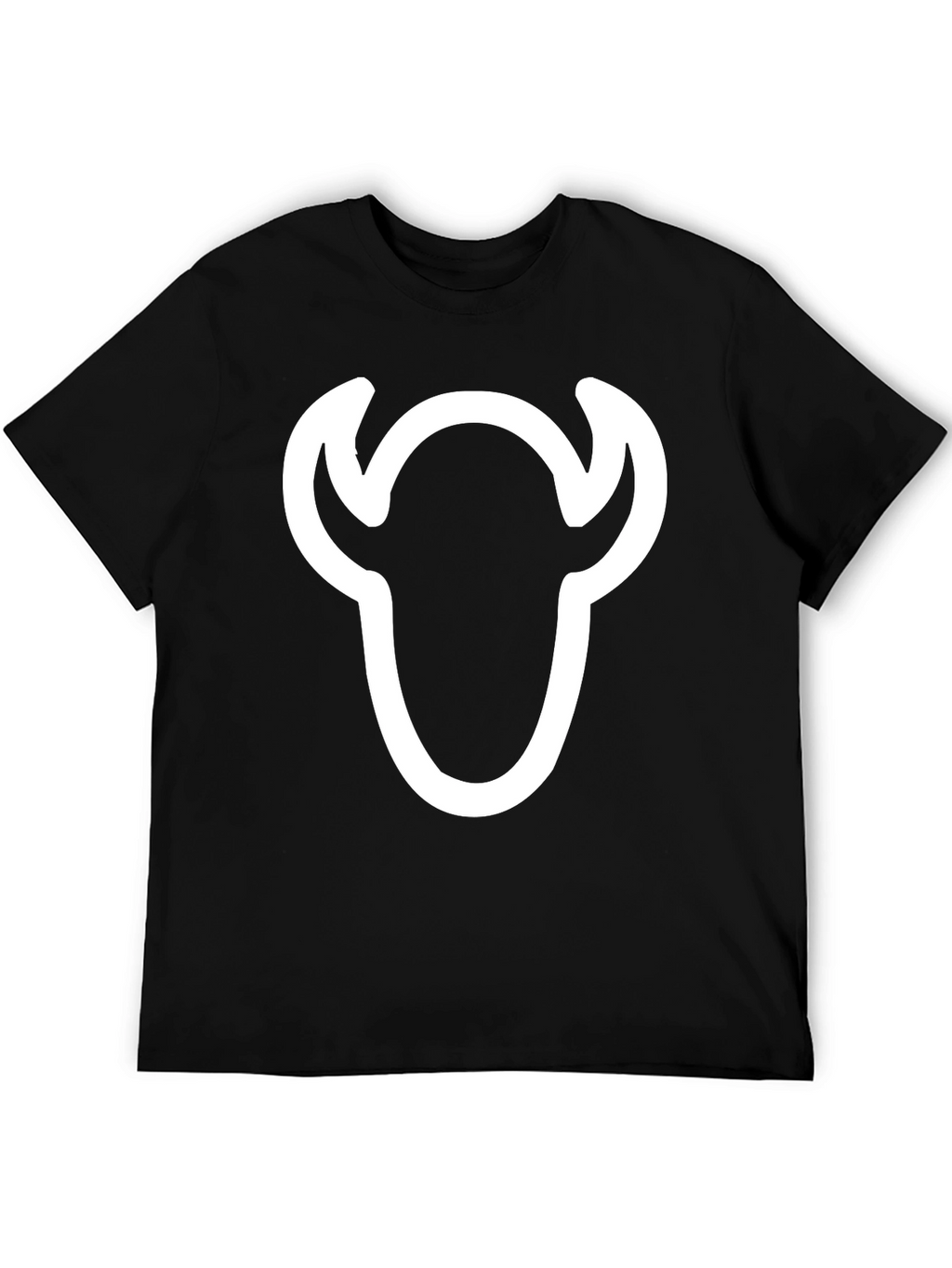 Black T-Shirt with White Bull Skull Graphic