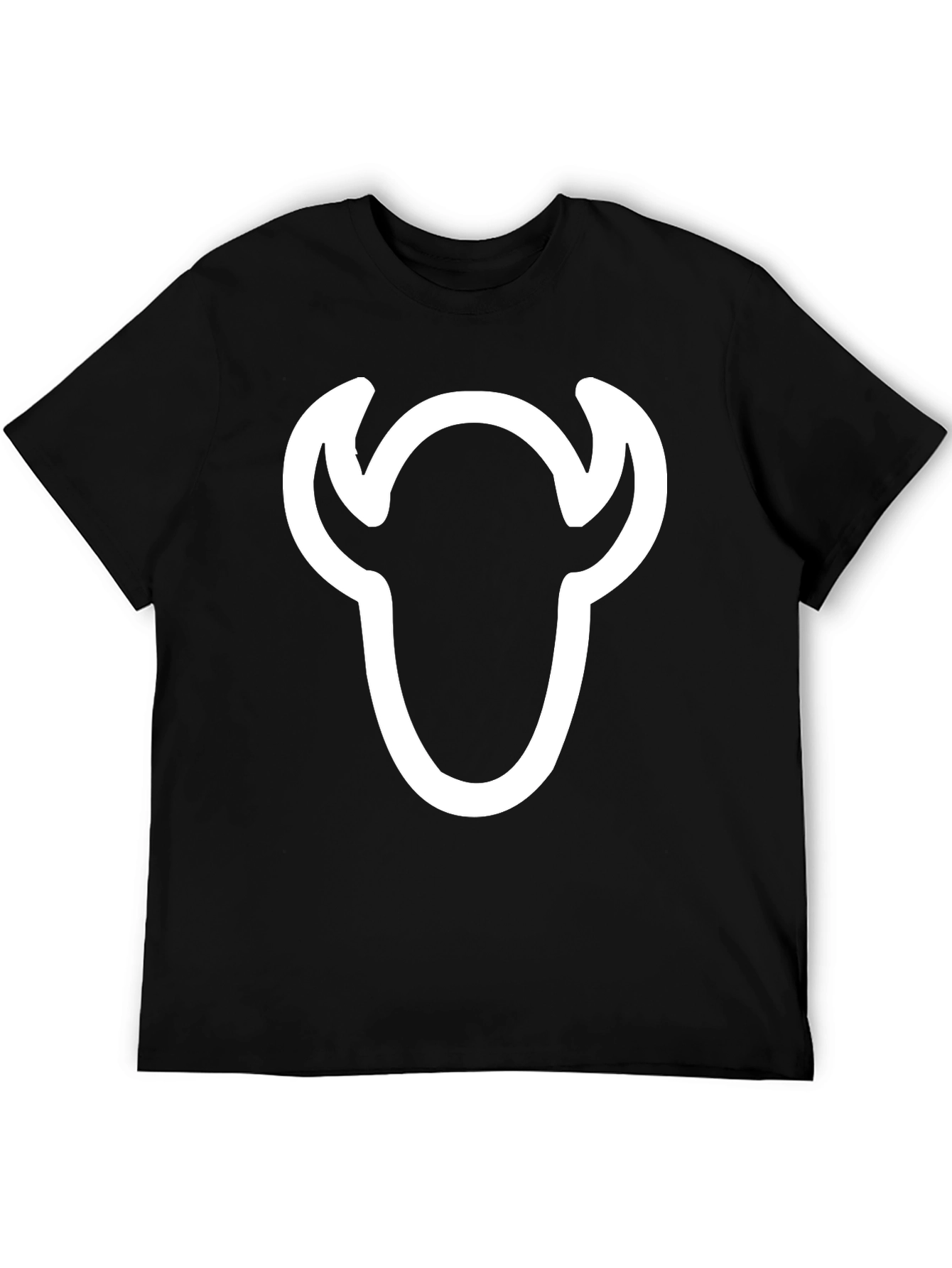 Black T-Shirt with White Bull Skull Graphic