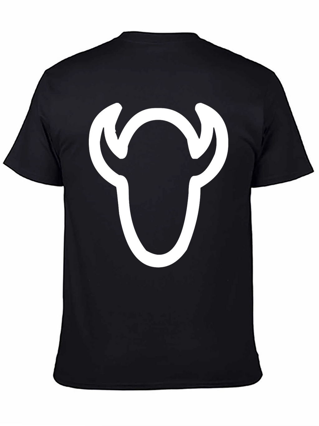 Black T-Shirt with White Bull Skull Graphic