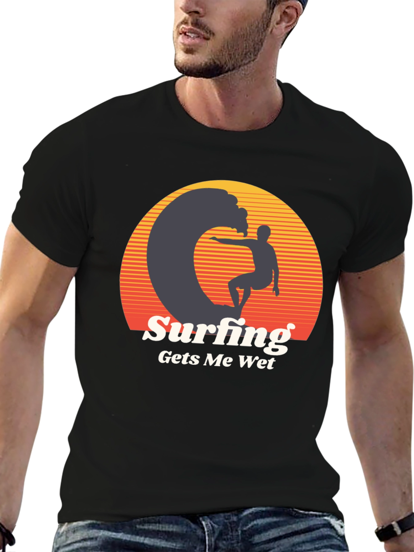 Surfing Gets Me Wet Graphic Tee