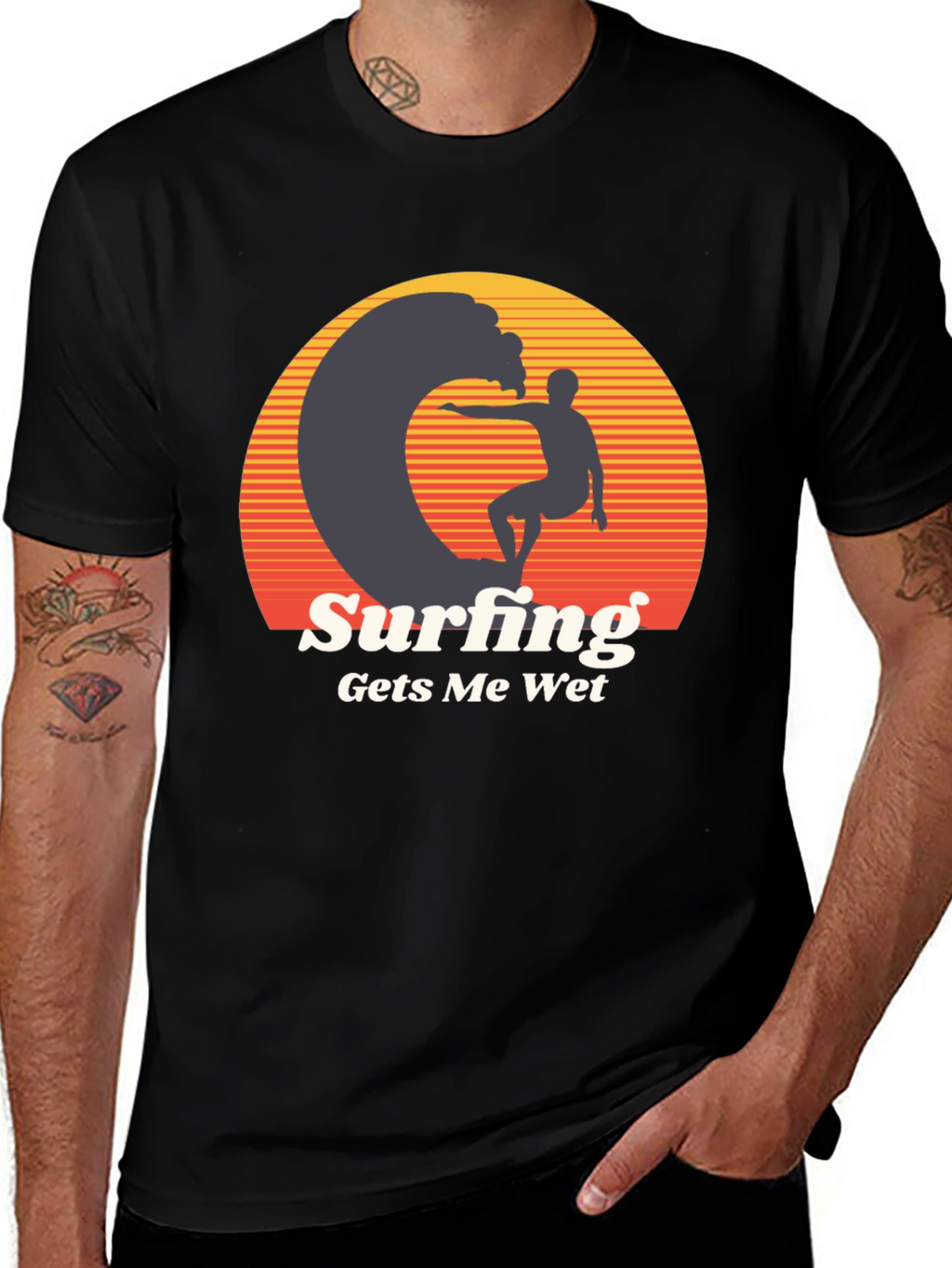 Surfing Gets Me Wet Graphic Tee