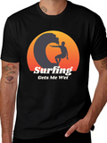Surfing Gets Me Wet Graphic Tee