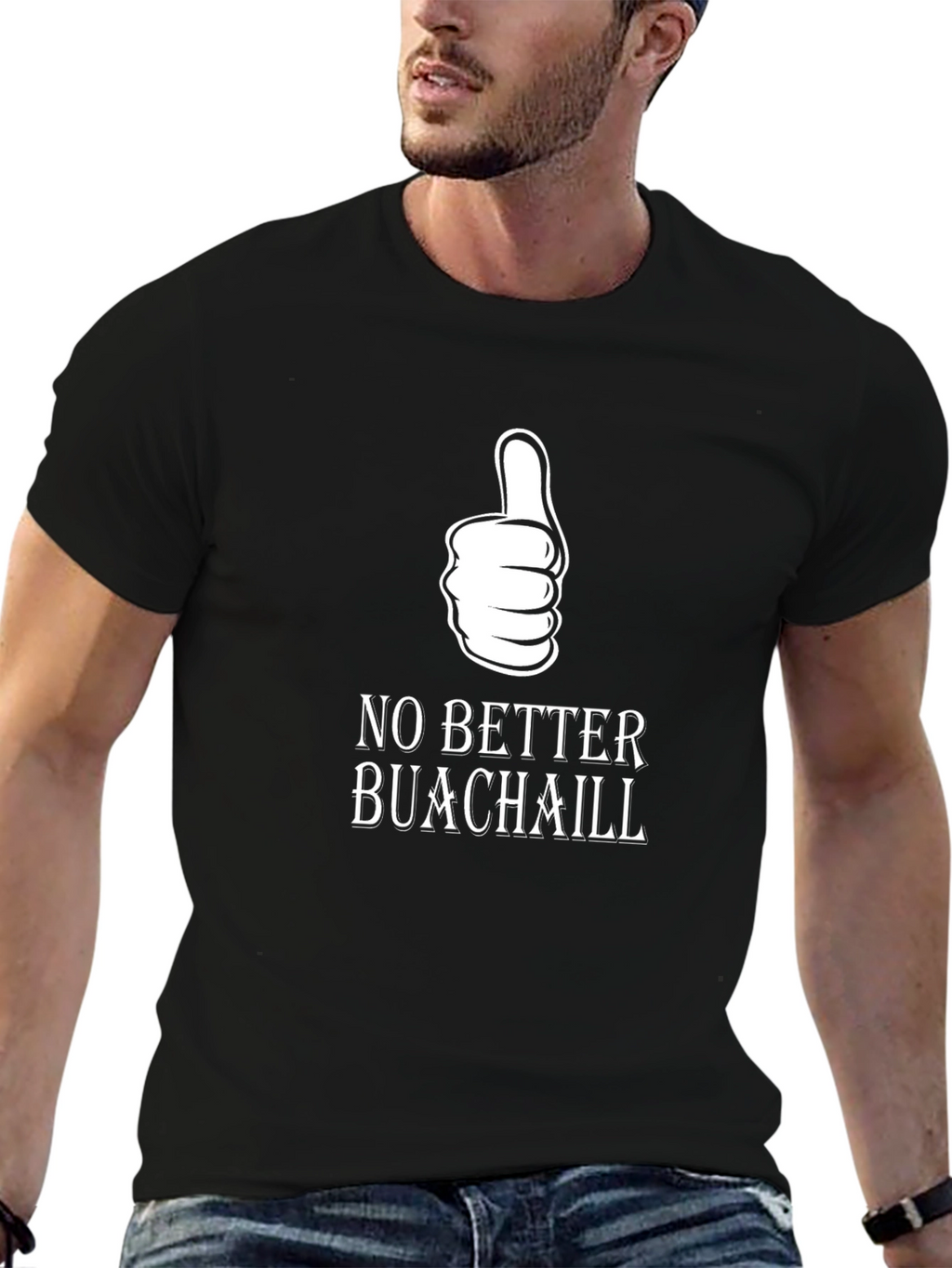 No Better Buachaill Black T-Shirt with Thumbs Up