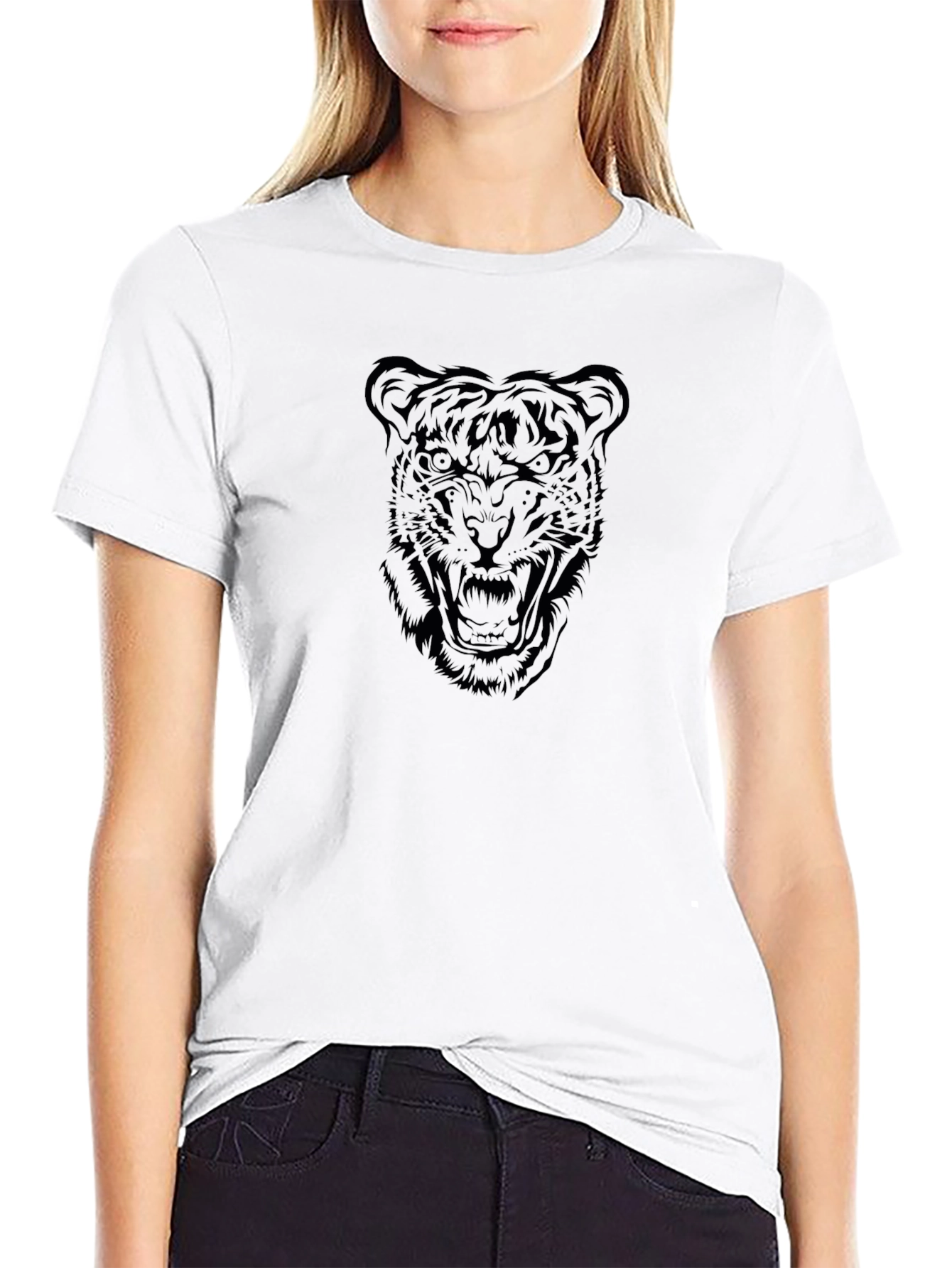Mens Black Tiger Graphic T-Shirt