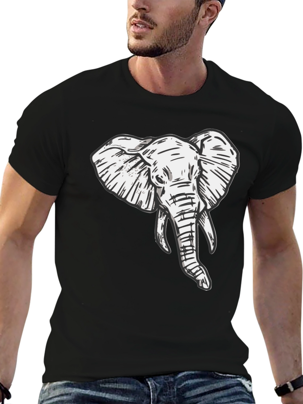 Elephant Graphic Tee - Stylish Black T-Shirt