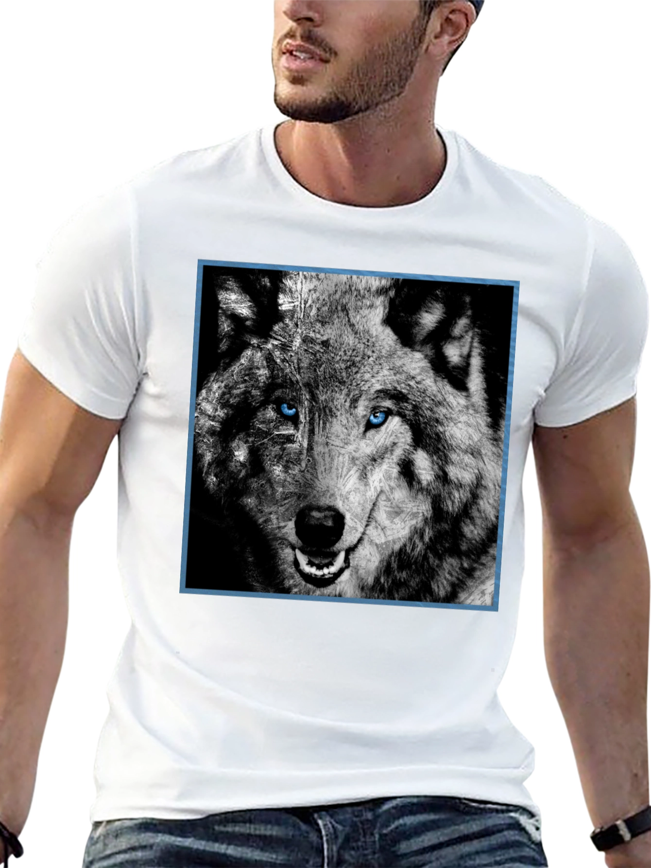 Wolf Graphic Tee - Blue Eyed Wolf Design